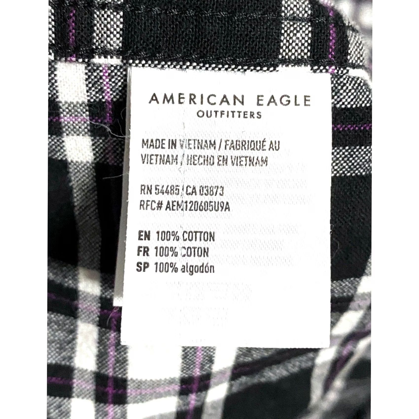 American Eagle Outfitters VINTAGE American Eagle Shirt Mens S Button Down Plaid Black White Purple Pocket Size US S / EU 44-46 / 1 - 7 Thumbnail