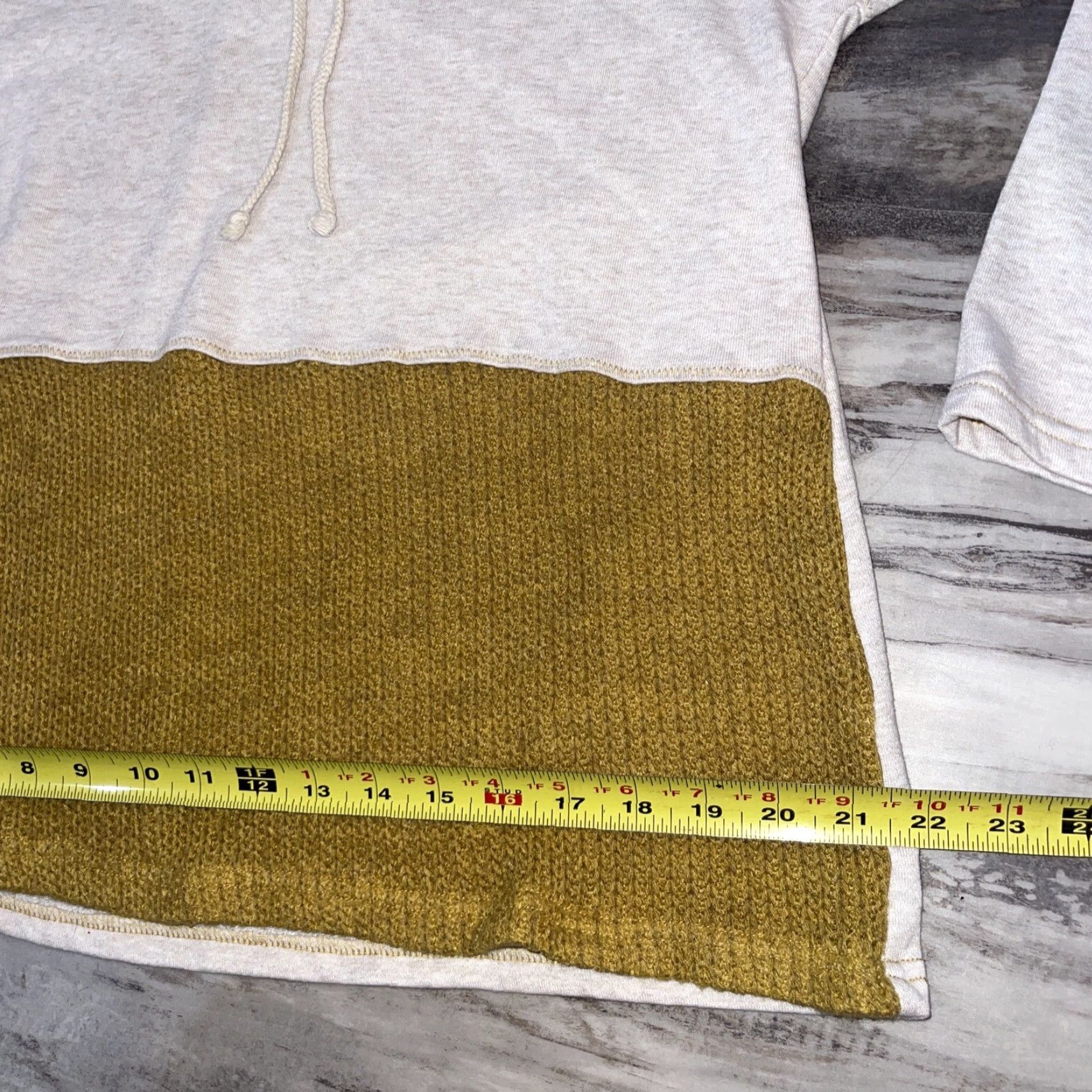 Vintage Hem & Thread Women’s Pullover Hoodie Size Large Cream Mustard Yellow Size L / US 10 / IT 46 - 7 Thumbnail