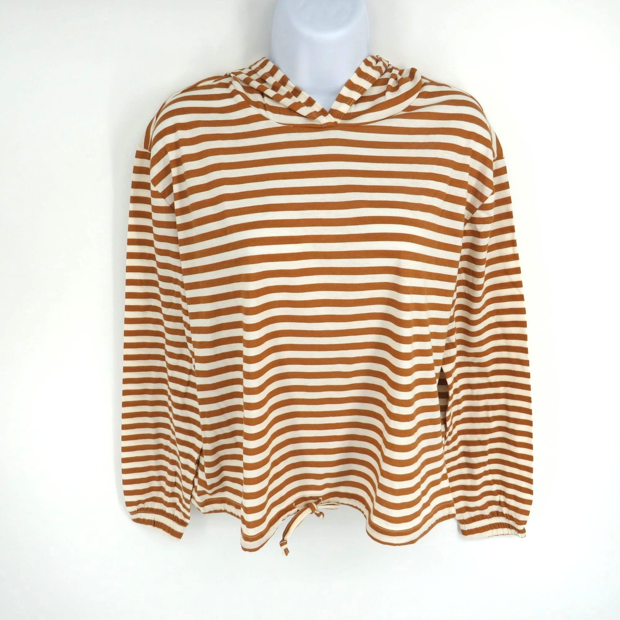 Other Alternative Women's Striped Brown White Hooded Top XS NWT Size XS / US 0-2 / IT 36-38 - 1 Thumbnail