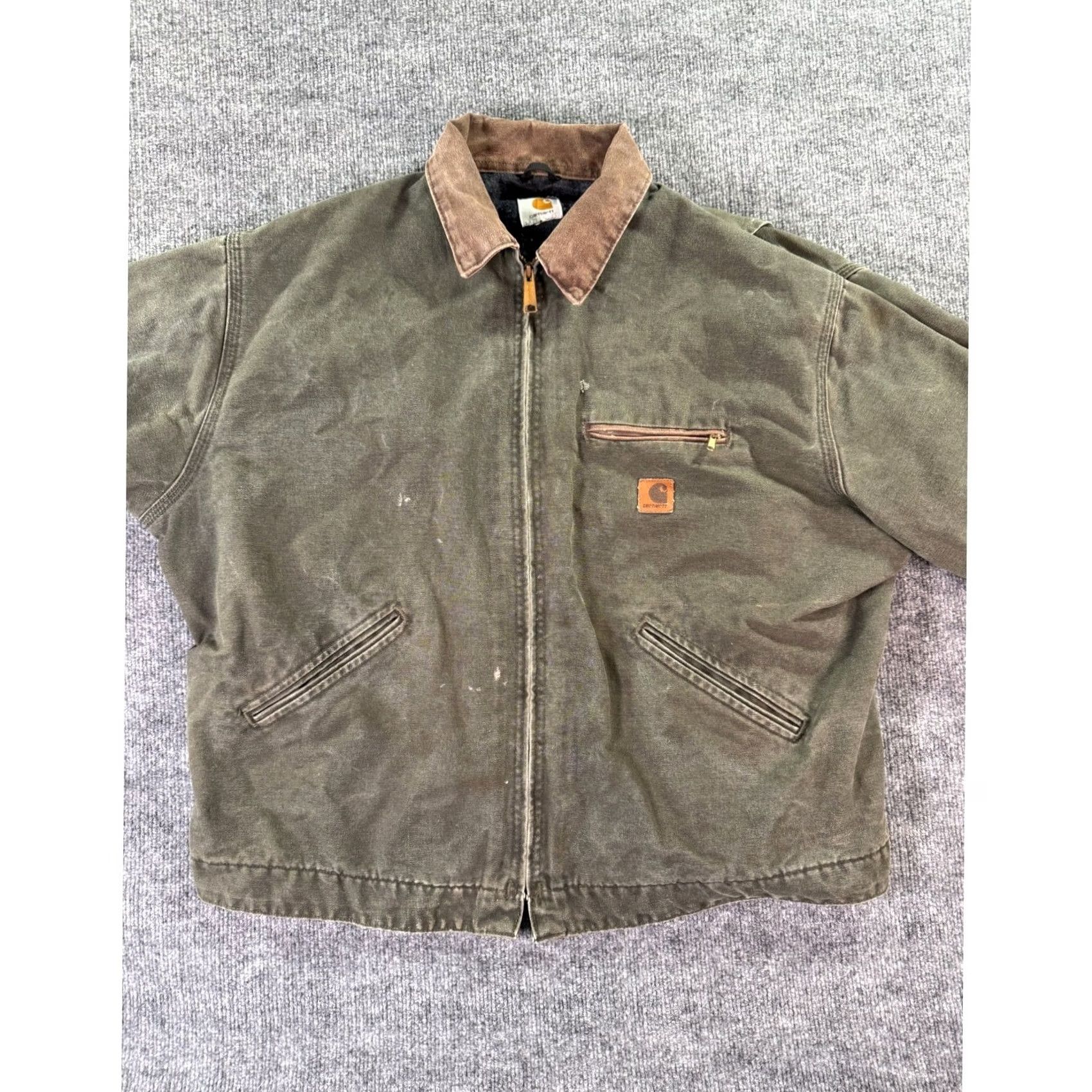 Carhartt VINTAGE Carhartt Detroit Jacket Mens L Moss Green Distressed Blanket Lined Duck J97 Size US L / EU 52-54 / 3 - 7 Thumbnail