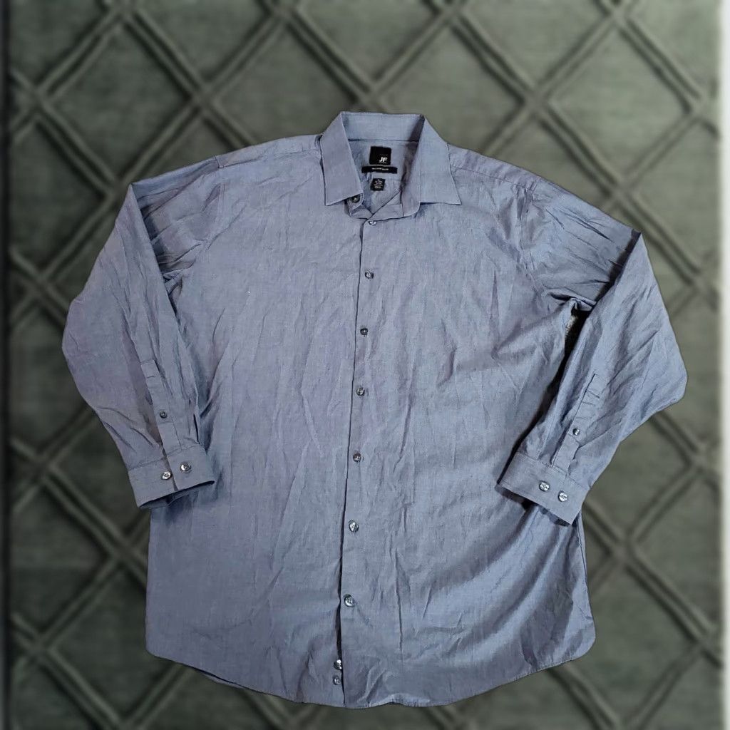 Vintage J Ferrar Shirt Mens XL 17-17.5 Button Up Gray Long Sleeve Cotton Blend Size US XXL / EU 58 / 5 - 1 Thumbnail