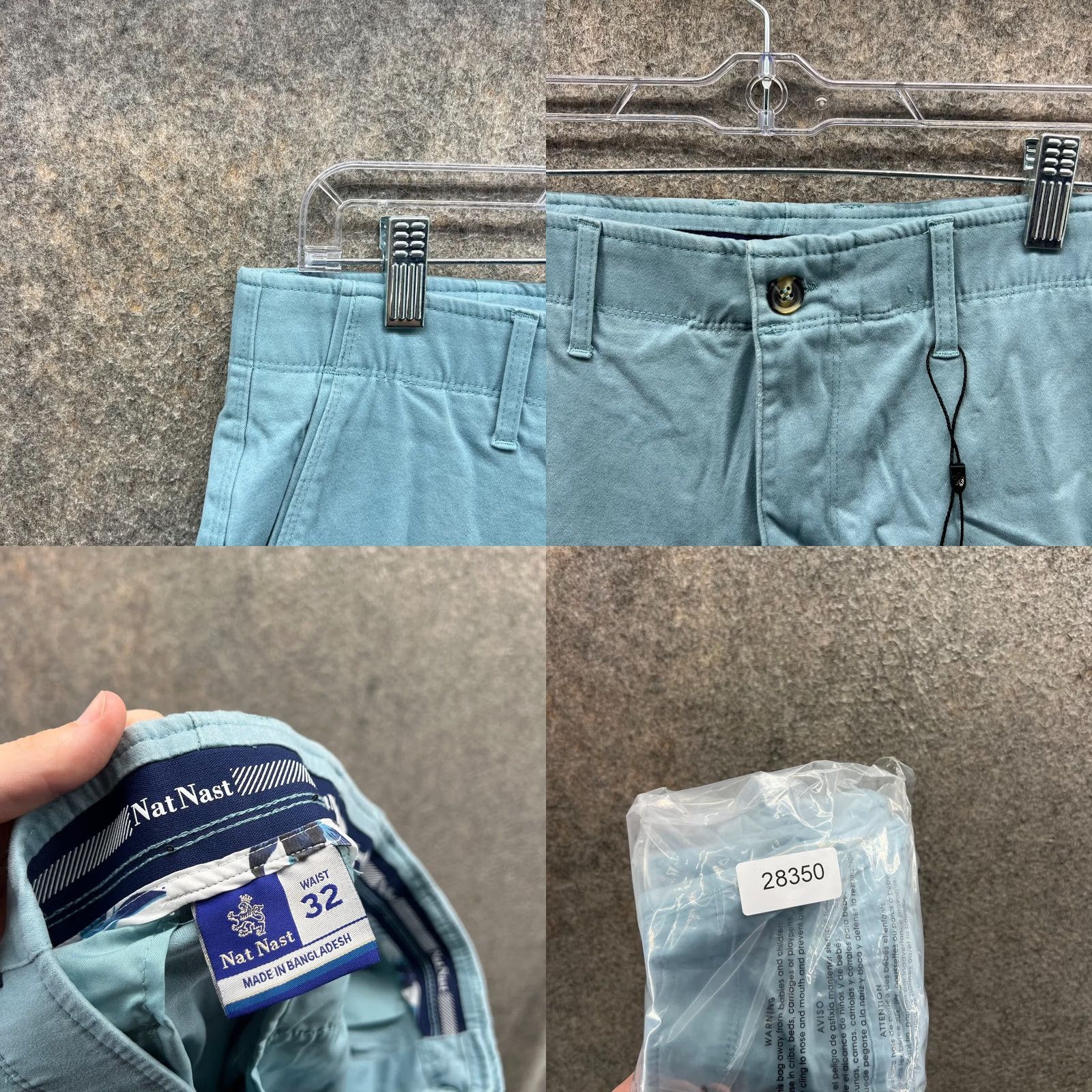 Nat Nast Nat Nast Shorts Mens 32 Light Blue Chino Flat Front Canvas Straight Fit Cotton Pants Casual Fall Summer Size US 32 / EU 48 - 8 Thumbnail