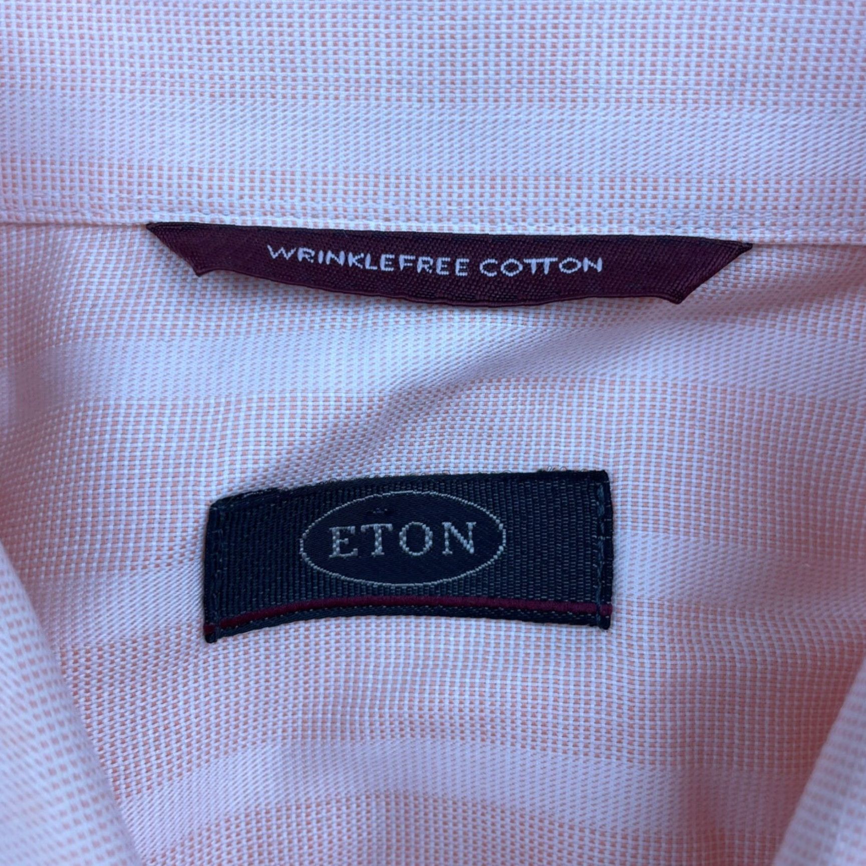 Eton Etón Dress Shirt XL 100% Cotton Wrinkle-Resistant Peach Stripe Long Sleeve Mens Shirt Size 46R - 3 Thumbnail