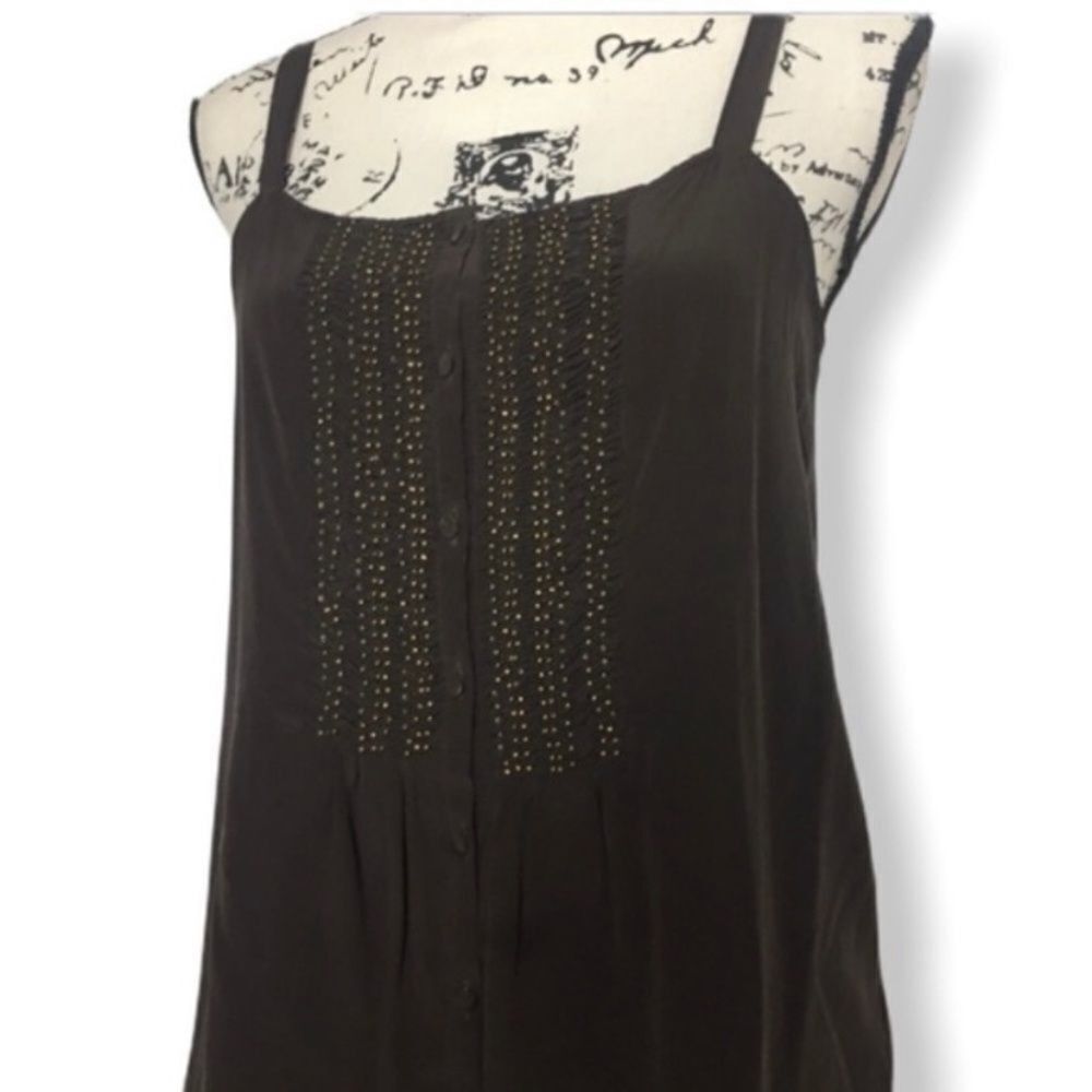 Joie Joie Silk Boho Tank Top Women’s Size Small Brown Beaded Butt Size S / US 4 / IT 40 - 3 Thumbnail