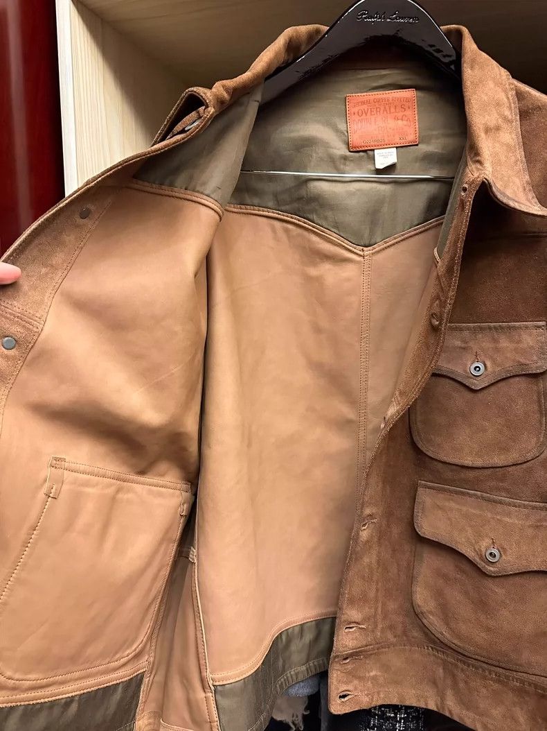 RRL Ralph Lauren RRL Ralph Lauren New retro deep khaki cowhide suede leathe Size US XXL / EU 58 / 5 - 7 Thumbnail