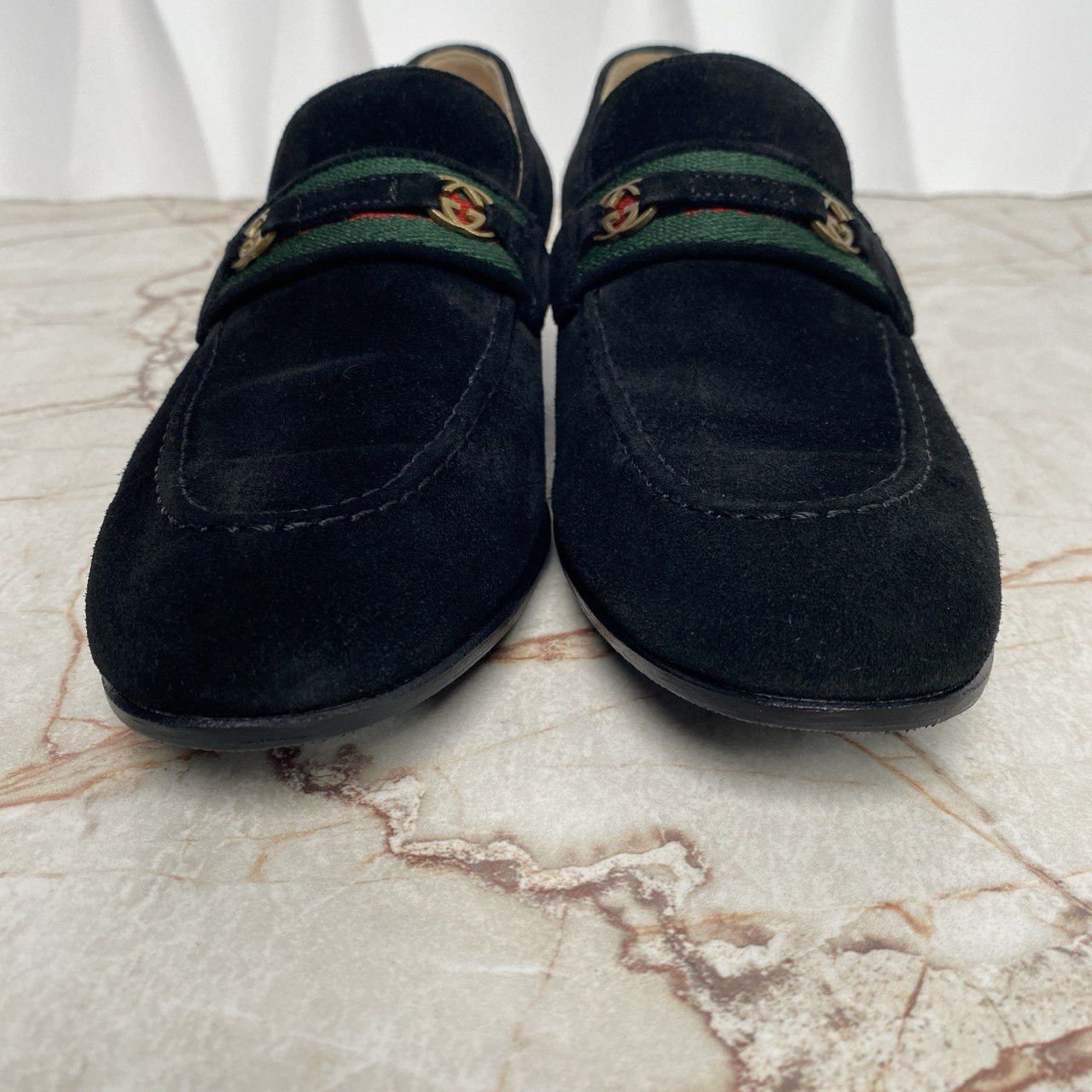 Gucci Horsebit Web Vintage Loafers Black Suede Size US 7.5 / IT 37.5 - 2 Thumbnail