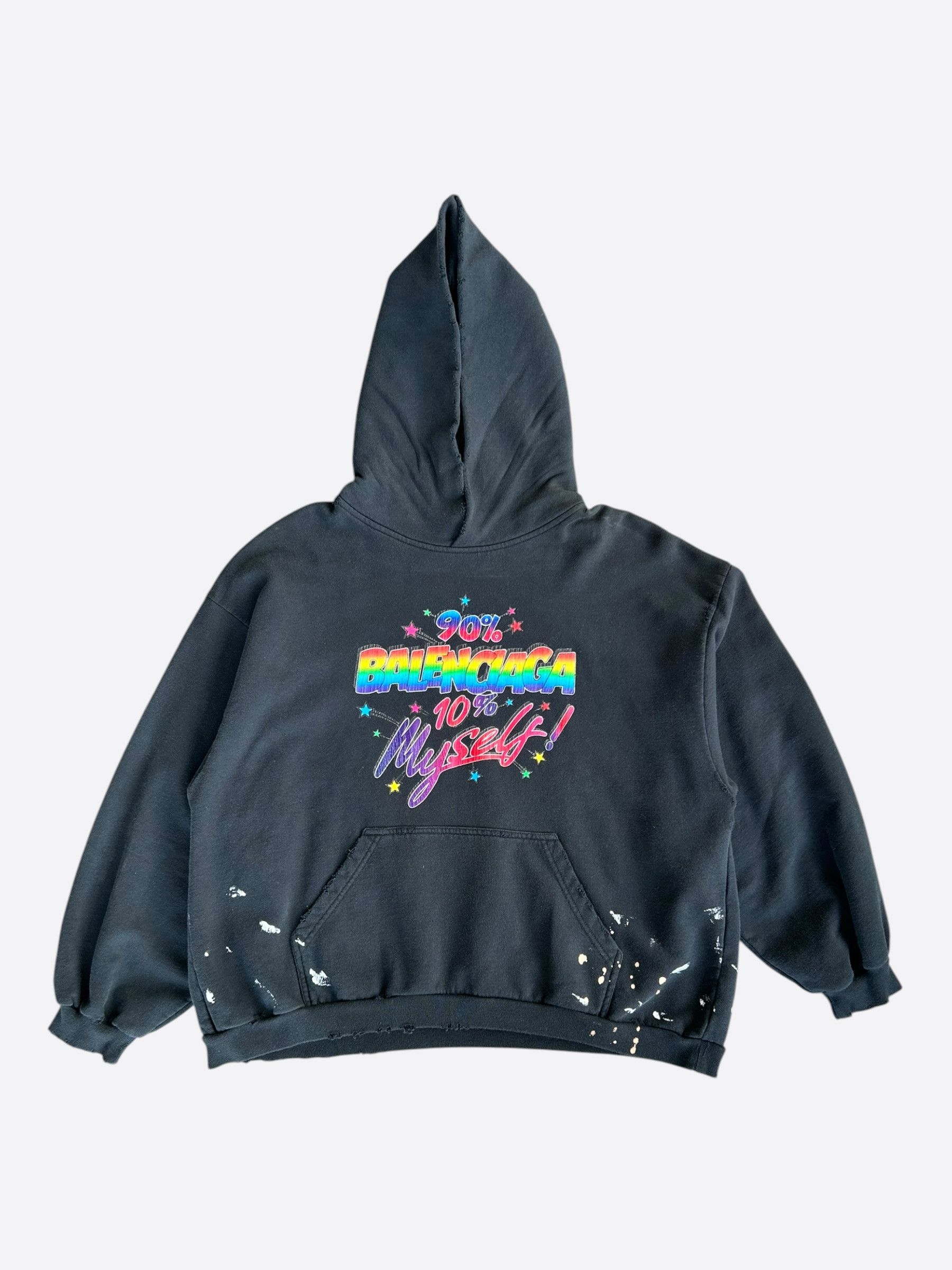 Balenciaga Balenciaga Black & Rainbow Graffiti Logo Hoodie Size US XXL / EU 58 / 5 - 1 Thumbnail