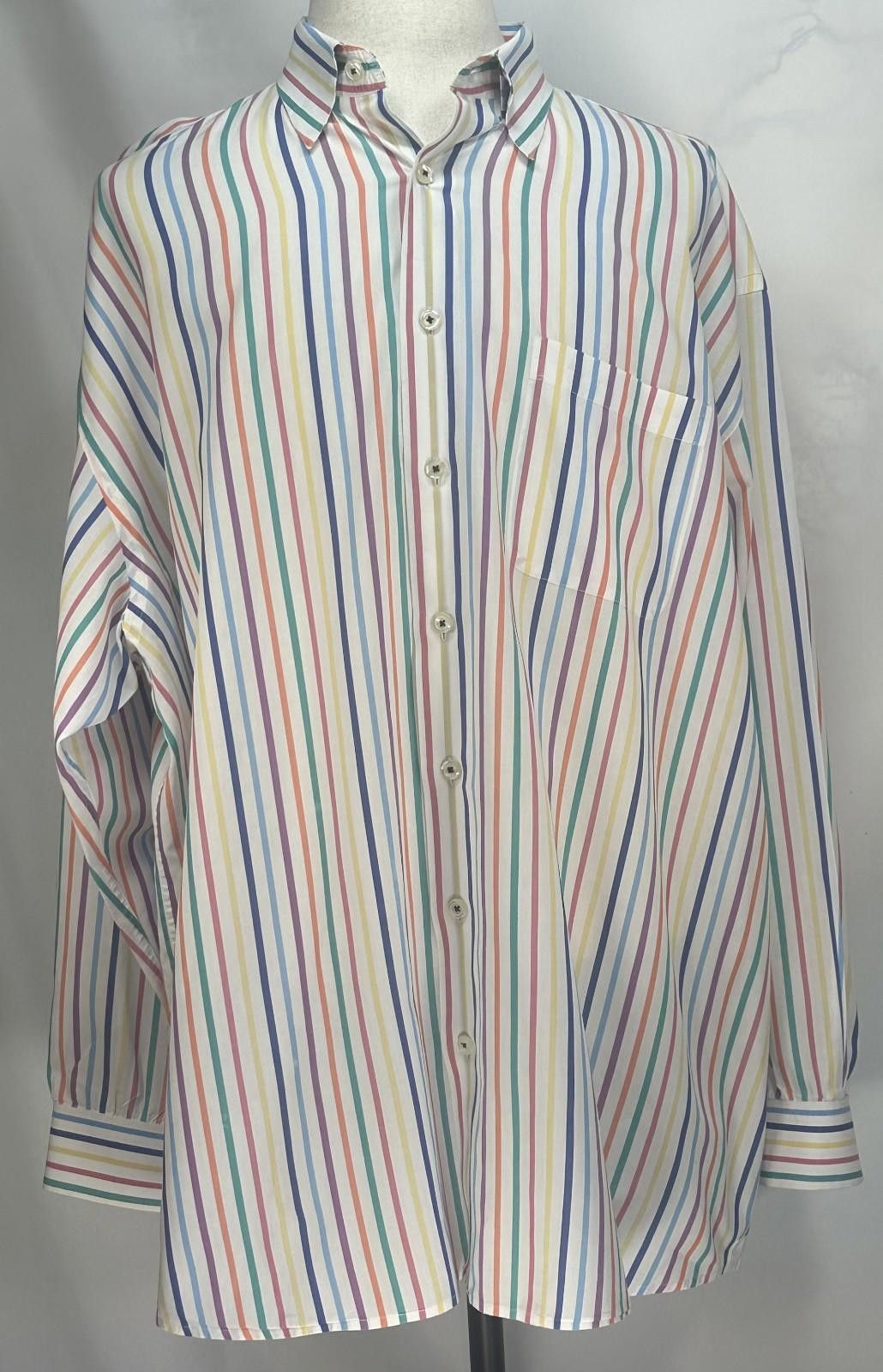 Monet MINE Striped Long Sleeve Button Down Shirt Multicolored 3XB Size US XXL / EU 58 / 5 - 1 Thumbnail