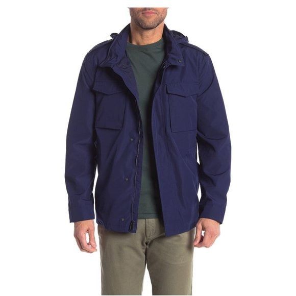 Cole Haan Cole Haan Mens Blue Hooded Pockets Field Parka Utility Jacke Size US XL / EU 56 / 4 - 1 Thumbnail