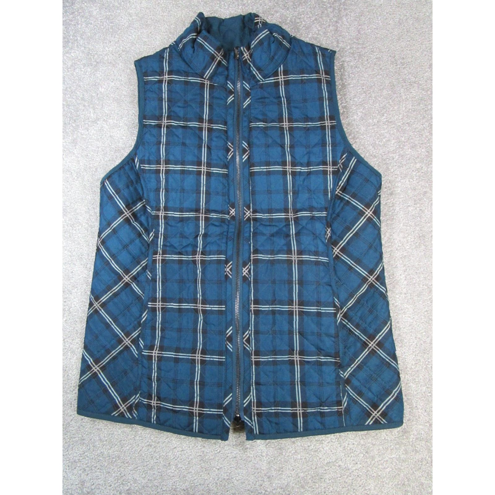 Vintage Chico's Vest Women's Small S Blue Black White Reversible Quilted Jacket Size S / US 4 / IT 40 - 5 Thumbnail