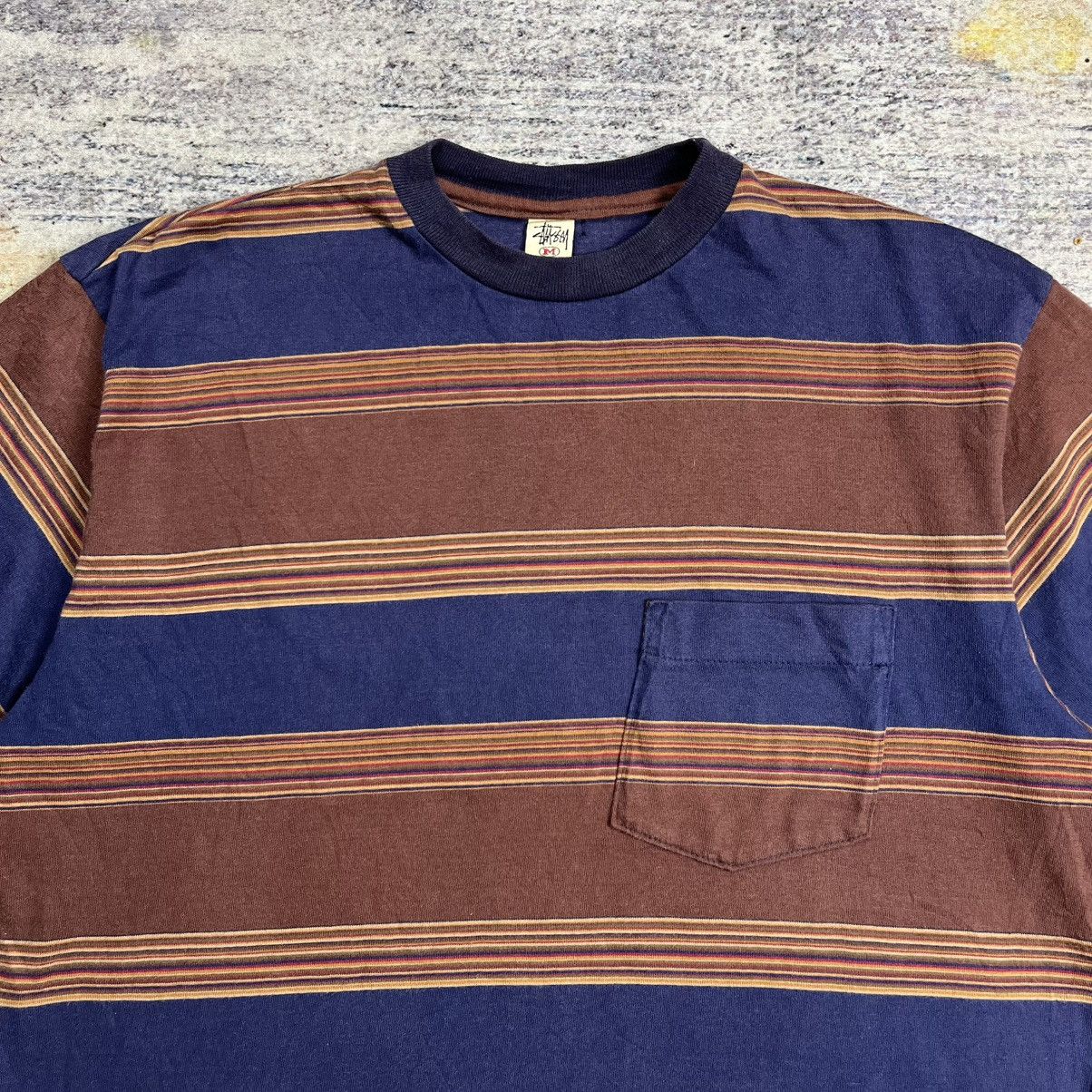 Stussy × Vintage Very rare Vintage 90s stussy stripe pocket tee Size US M / EU 48-50 / 2 - 2 Thumbnail