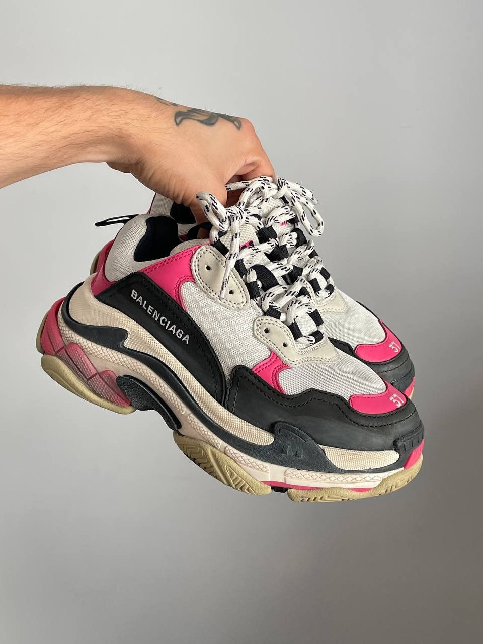 Balenciaga Balenciaga Triple S Black\White\Pink Cunky Sneakers Size US 7 / IT 37 - 4 Thumbnail