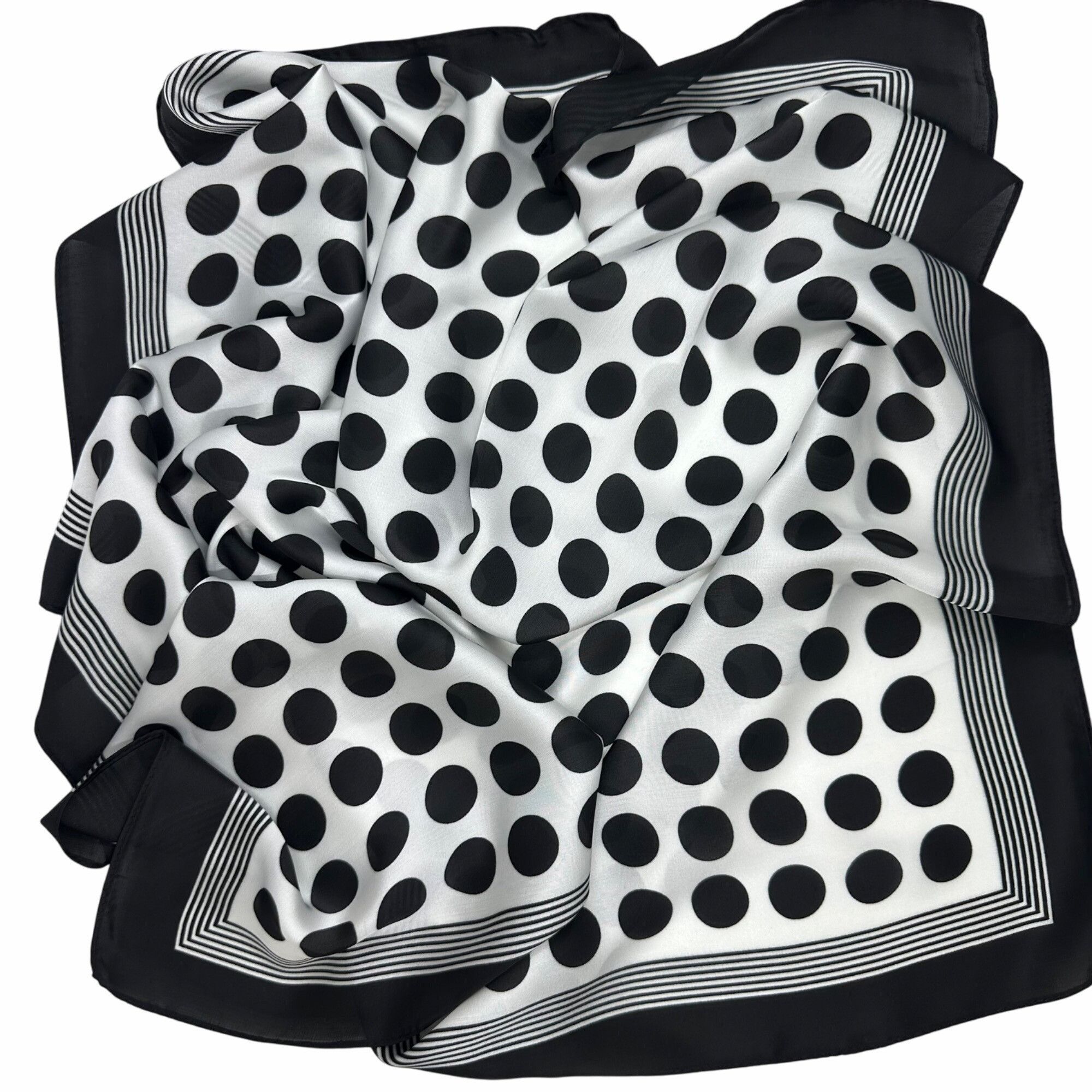 Other Polka Print New Elegant Bandana Square Scarf Retro Black Whi Size ONE SIZE - 5 Thumbnail