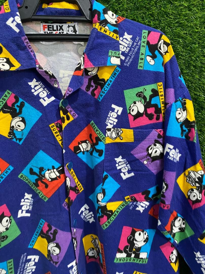 Cartoon Network × Felix × Vintage Vintage Felix The Cat Over Print Button Up Shirt Size US XXL / EU 58 / 5 - 6 Thumbnail