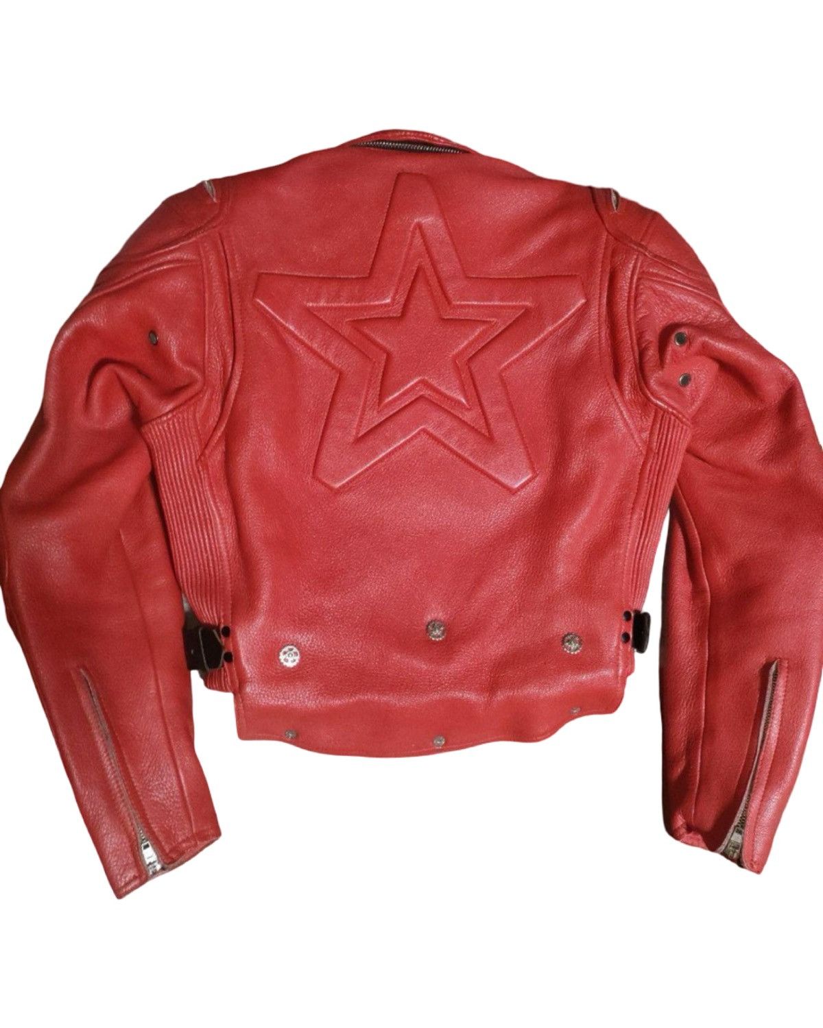 Kadoya Black Star God Speed Genuine Red Leather Crop Biker Jacket Size US M / EU 48-50 / 2 - 14 Thumbnail
