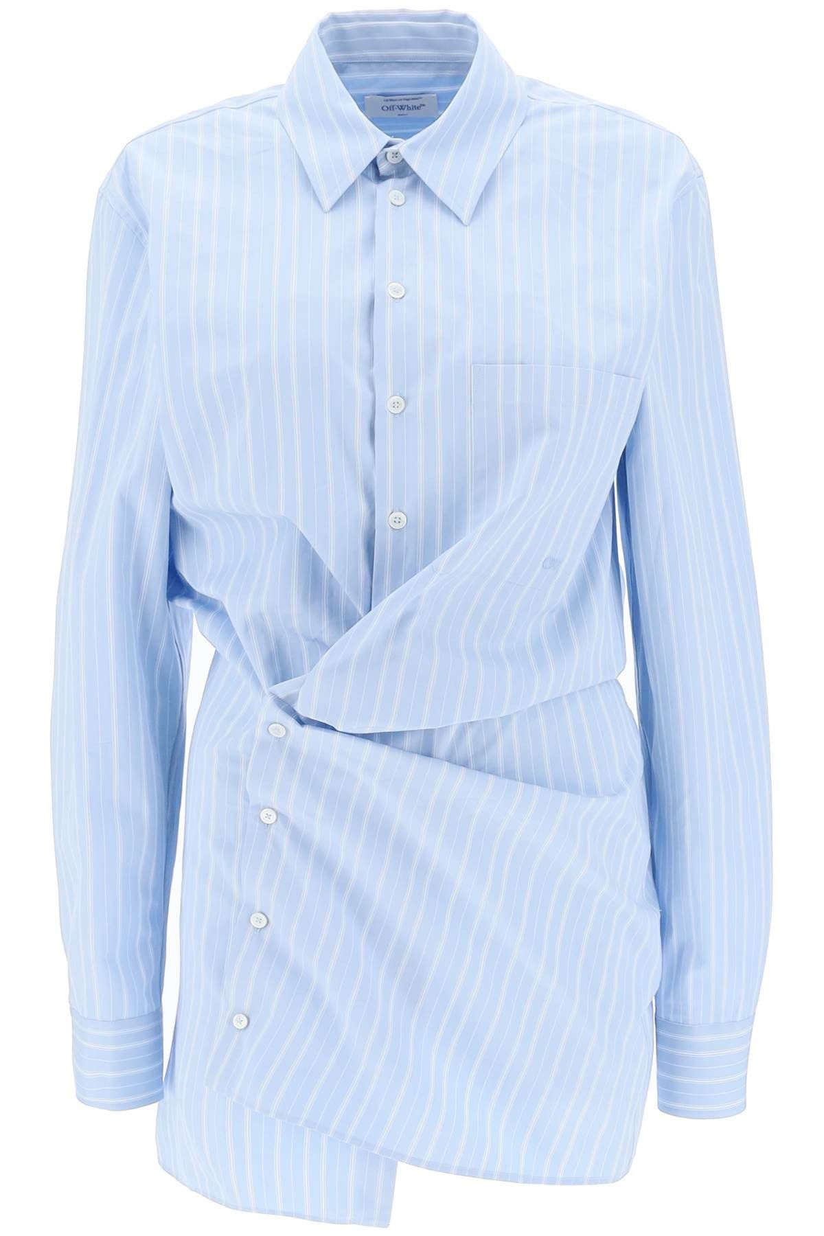 OFF-WHITE Striped-Poplin Mini Shirt Dress
