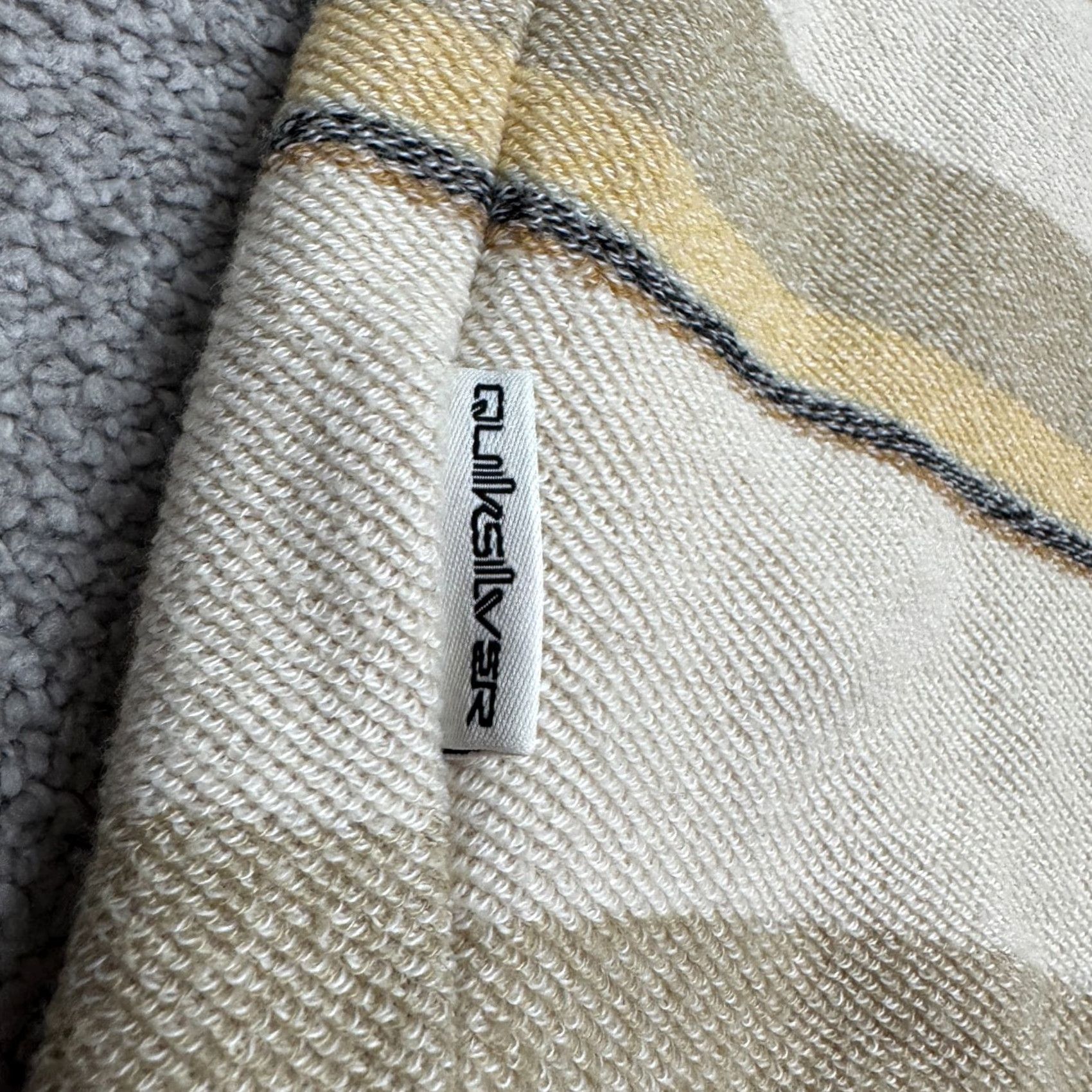 Quiksilver Quiksilver Pullover Hoodie Mens Small Beige Striped Textured Fleece Sweatshirt Long Sleeve Hooded Regular Fit Casual Winter Spring Fall Outdoor Logo Size US S / EU 44-46 / 1 - 3 Thumbnail