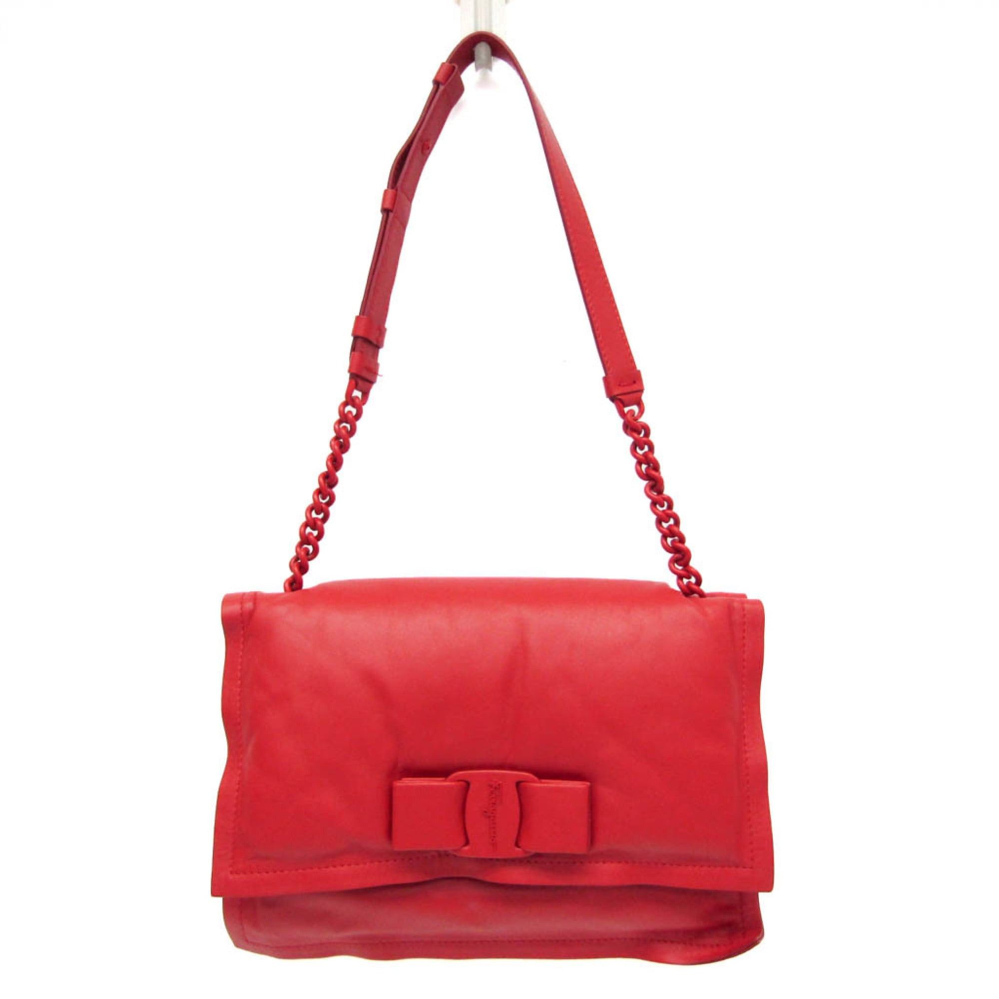 Salvatore Ferragamo Salvatore Ferragamo VIVA Bow GG-21 I287 Women's Leather Shoulder Bag Red Color Size ONE SIZE - 1 Thumbnail