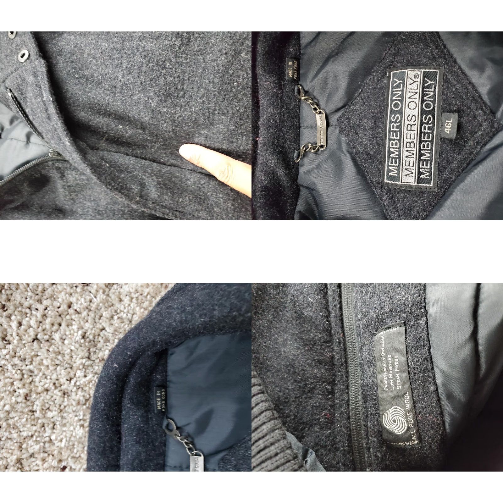 Members Only VINTAGE Members Only Jacket Mens 46L Black Wool Bomber Coat Full Zip 80s Size US S / EU 44-46 / 1 - 8 Thumbnail
