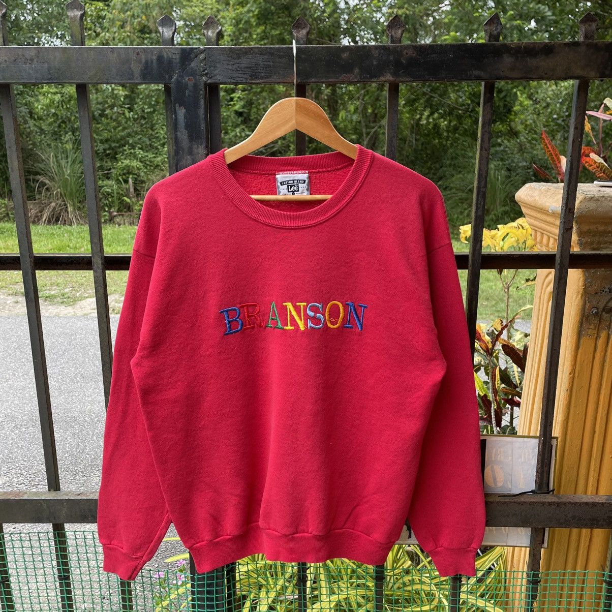 Lee × Vintage 🔥Vintage 90s Lee Embroidered Branson Spellout Sweatshirts Size US M / EU 48-50 / 2 - 1 Thumbnail