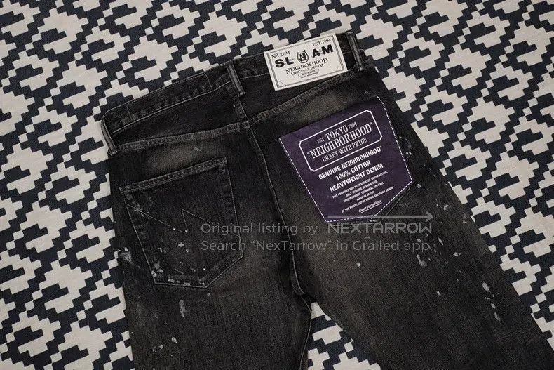 Neighborhood Neighborhood size L SLAM JAM Washed Splatter Denim Pants Size US 27 - 3 Thumbnail
