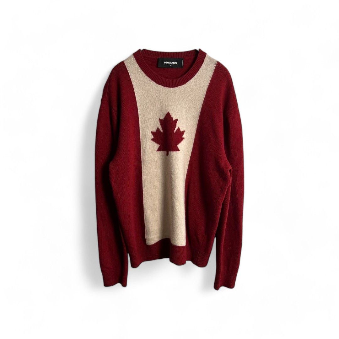 image of Dsquared2 - XL Canada Knit Sweater Red Oversized, Men's