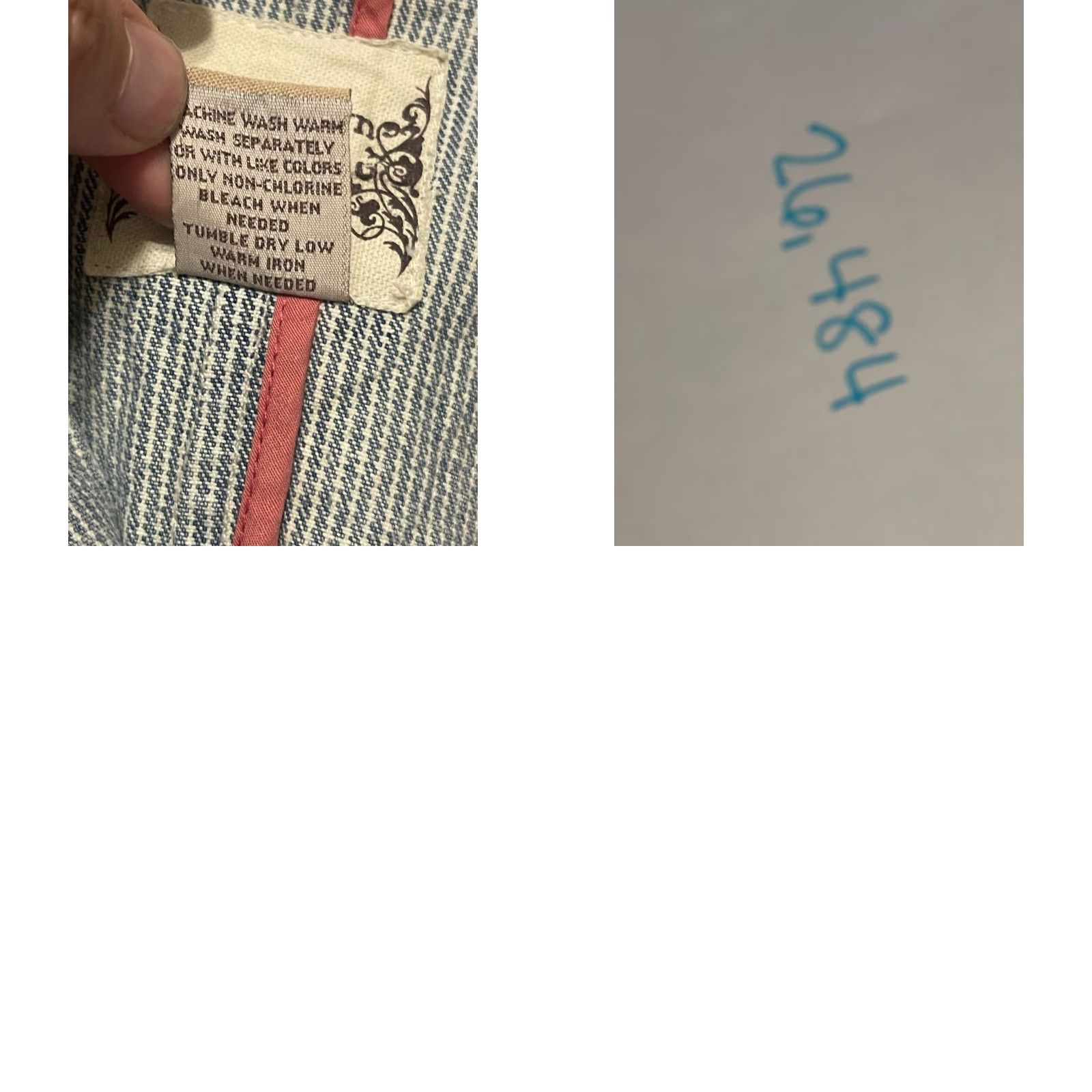 Vintage Ruff Hewn Jacket Women's Large Blue Striped Buttons Up Pockets Casual Fall Spring Summer Cotton Blend Size L / US 10 / IT 46 - 7 Thumbnail
