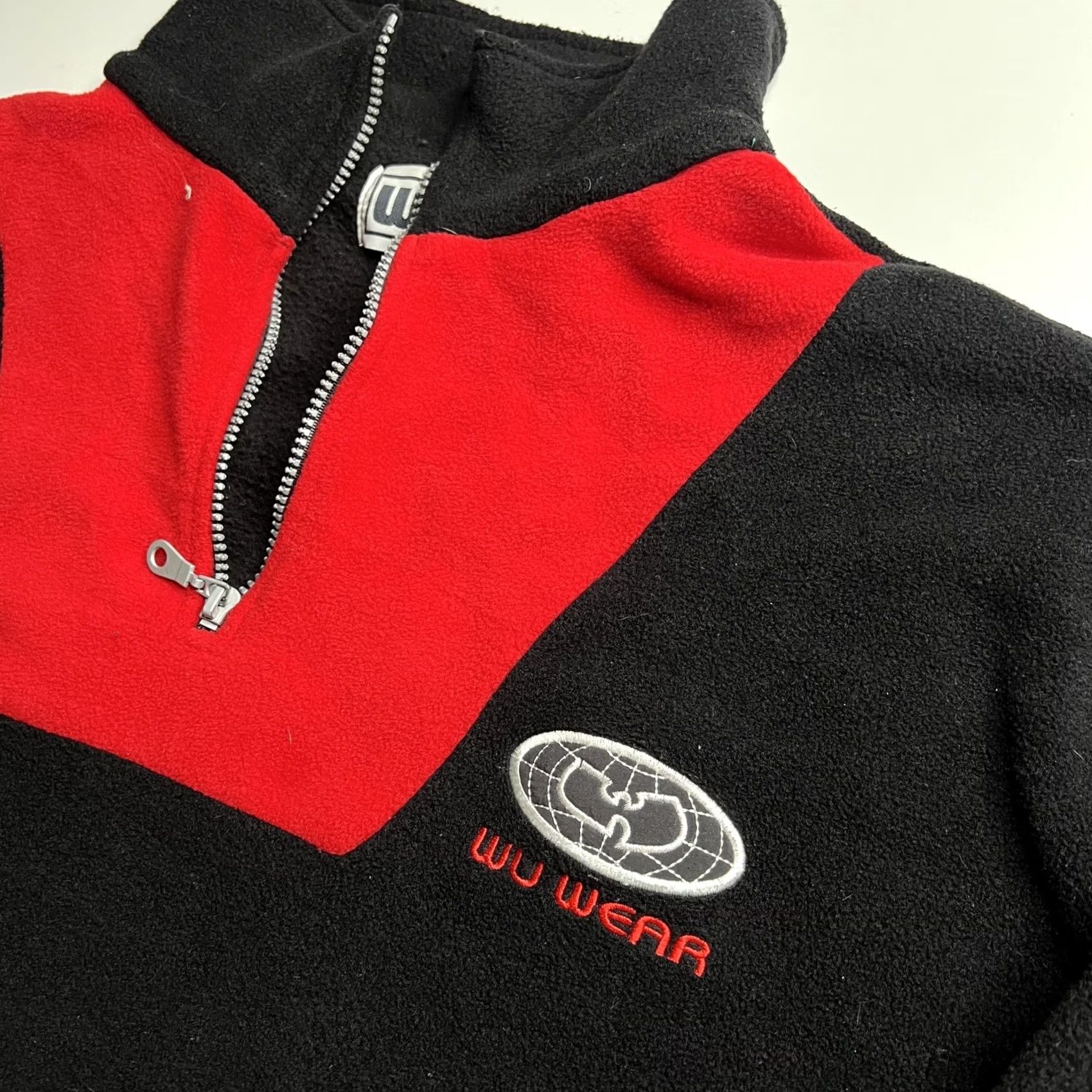 Vintage Wu Wear Sweatshirt Mens XL Black Red Fleece 1/4 Zip Mock Neck Pullover Hip Hop Size US XL / EU 56 / 4 - 3 Thumbnail