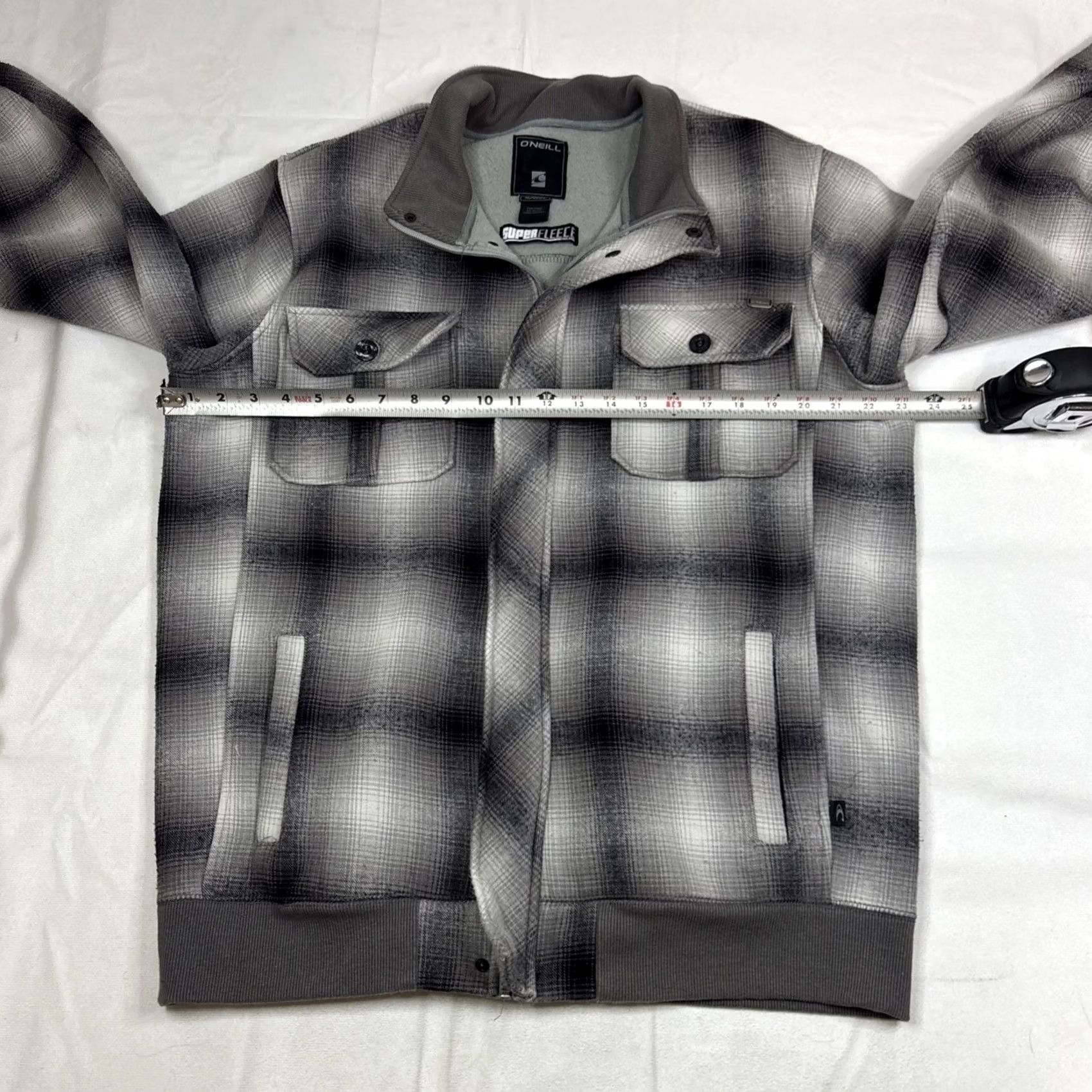 O'Neill O'Neill Echelon Jacket Men’s XL Plaid Gray Super Fleece Full Zip Surf Skate Military Jacket Size US XL / EU 56 / 4 - 4 Thumbnail