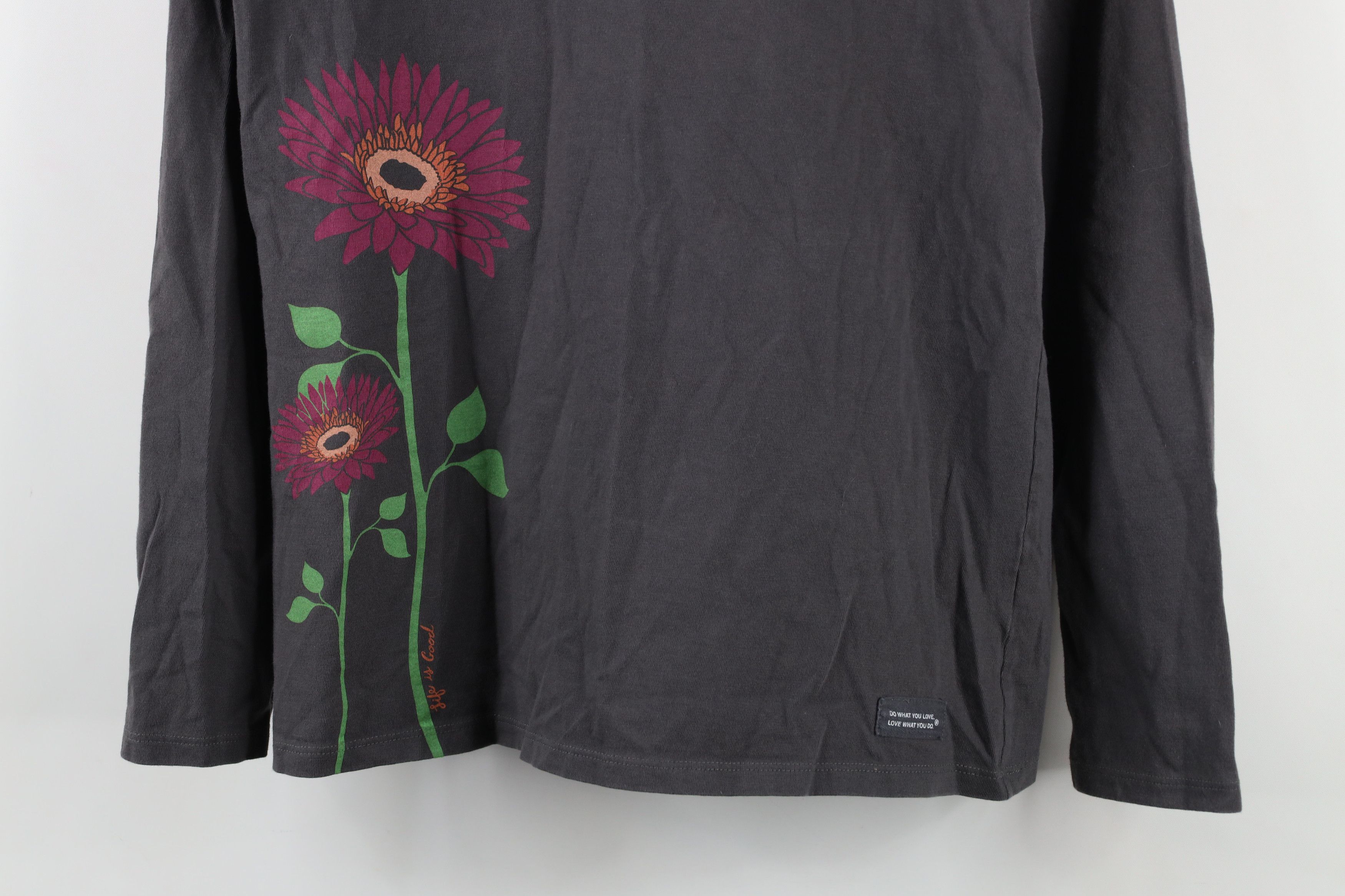 Life is Good × Vintage Life Is Good Spell Out Flower Long Sleeve T-Shirt Gray Size M / US 6-8 / IT 42-44 - 3 Thumbnail