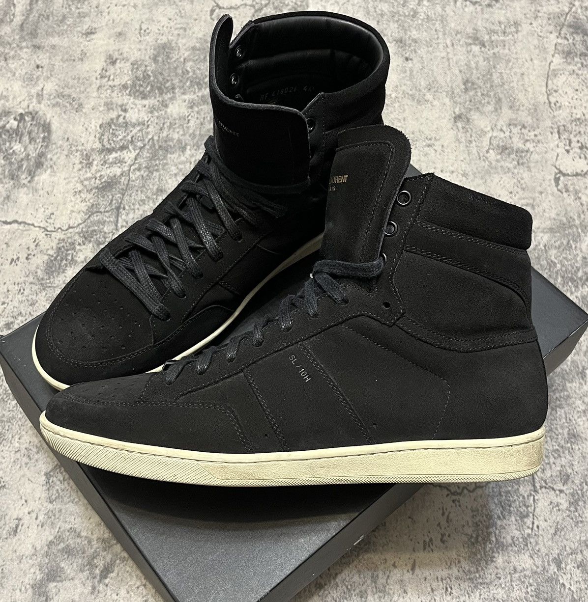 Saint Laurent High Top Sneakers Black Suede