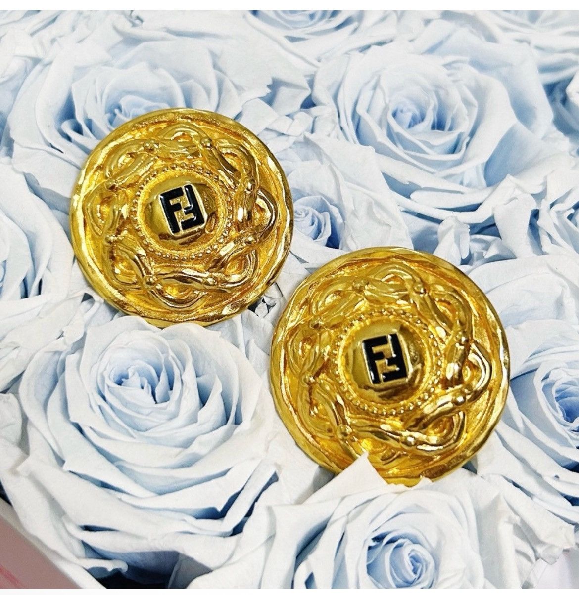 Fendi Authentic Fendi Rare Vintage 18kt G.P FF XL Clip on Earrings Size ONE SIZE - 12 Thumbnail