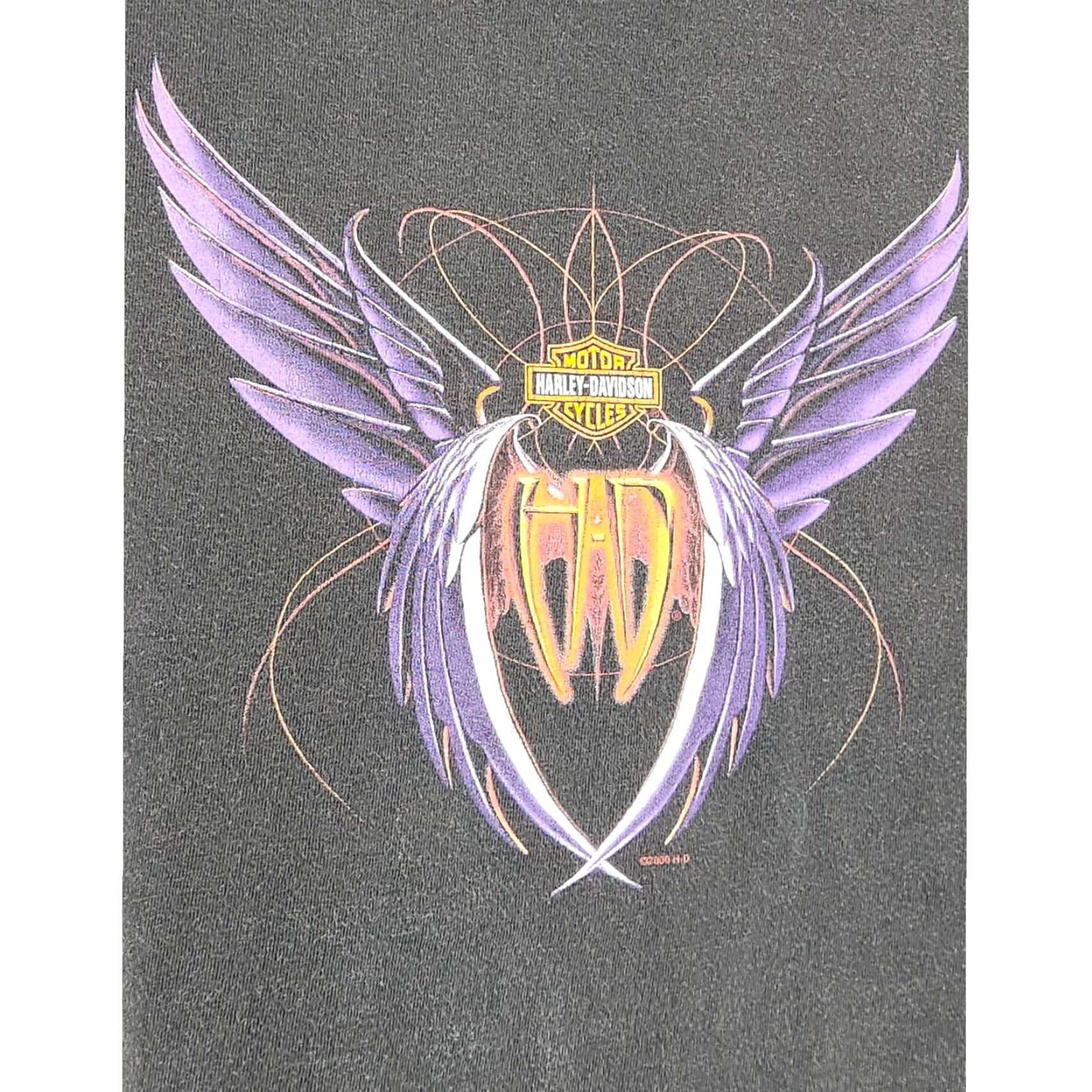 Harley Davidson VINTAGE Harley Davidson Double Sided Wings Logo y2k Art Double Sided Black Shirt XL Unisex Adults Mens Size US XL / EU 56 / 4 - 5 Thumbnail