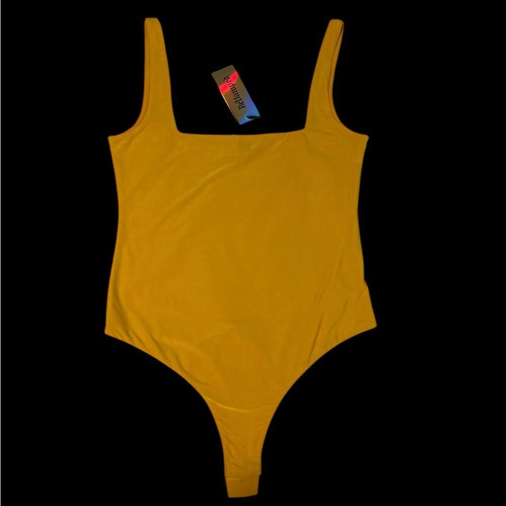 Designer BNWT ReVamped Mustard Yellow Bodysuit Size Large Size L / US 10 / IT 46 - 1 Thumbnail