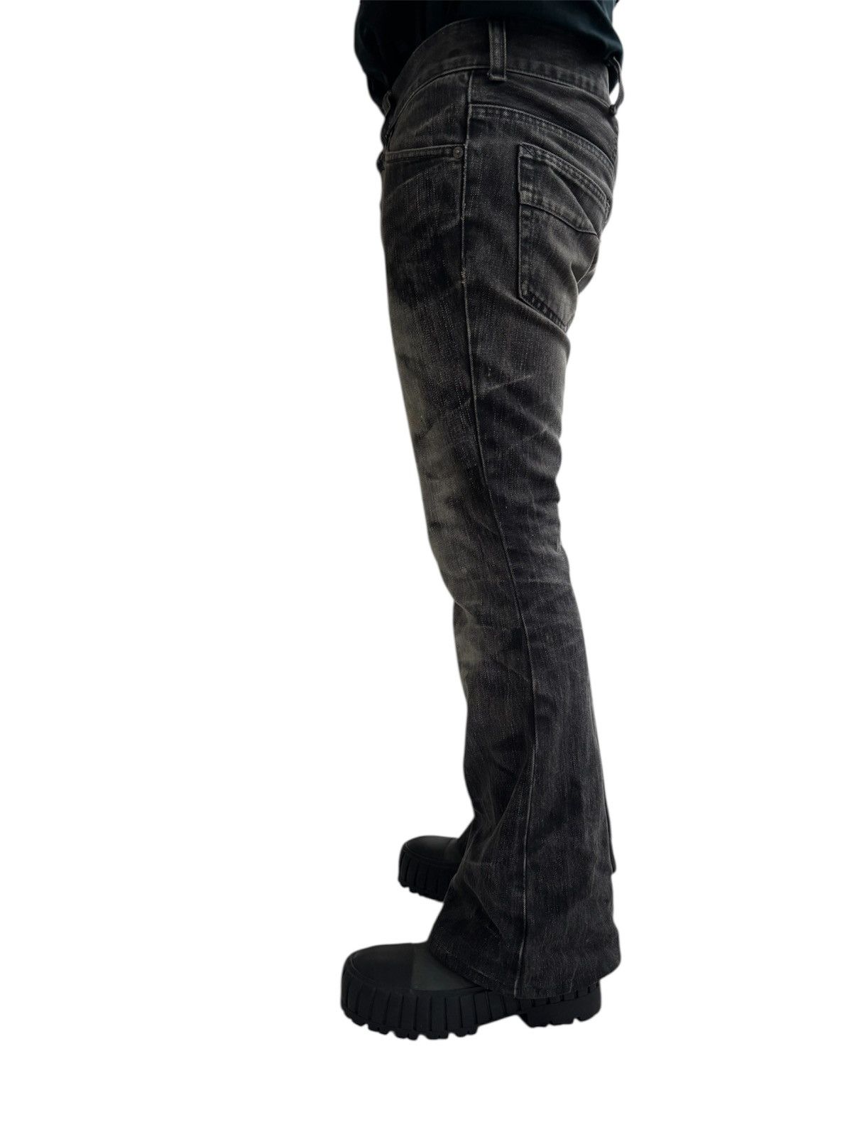 TORNADO MART black washed flared denim jeans