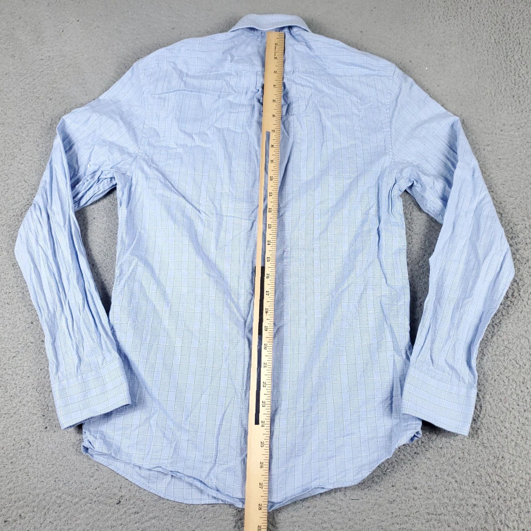 Vintage Penguin Dress Shirt Mens 14.5 Blue Plaid Button Up Long Sleeve Casual Business Shirt 14.5 in Collar Men’s Regular Size Blue Plaid Size 36R - 3 Thumbnail