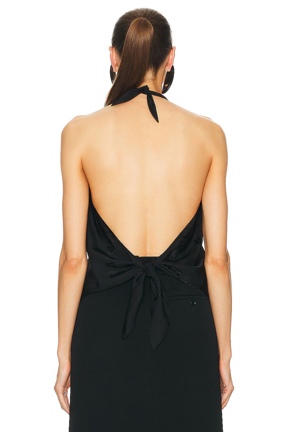 Balenciaga o1tr1nto0126 Bal Diagonal Allover Knotted Top in Black Size S / US 4 / IT 40 - 4 Thumbnail