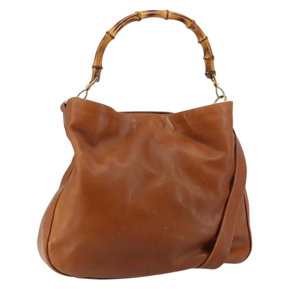 Gucci GUCCI Bamboo Handbag Leather Beige Silver 001 001 Size ONE SIZE - 1 Thumbnail