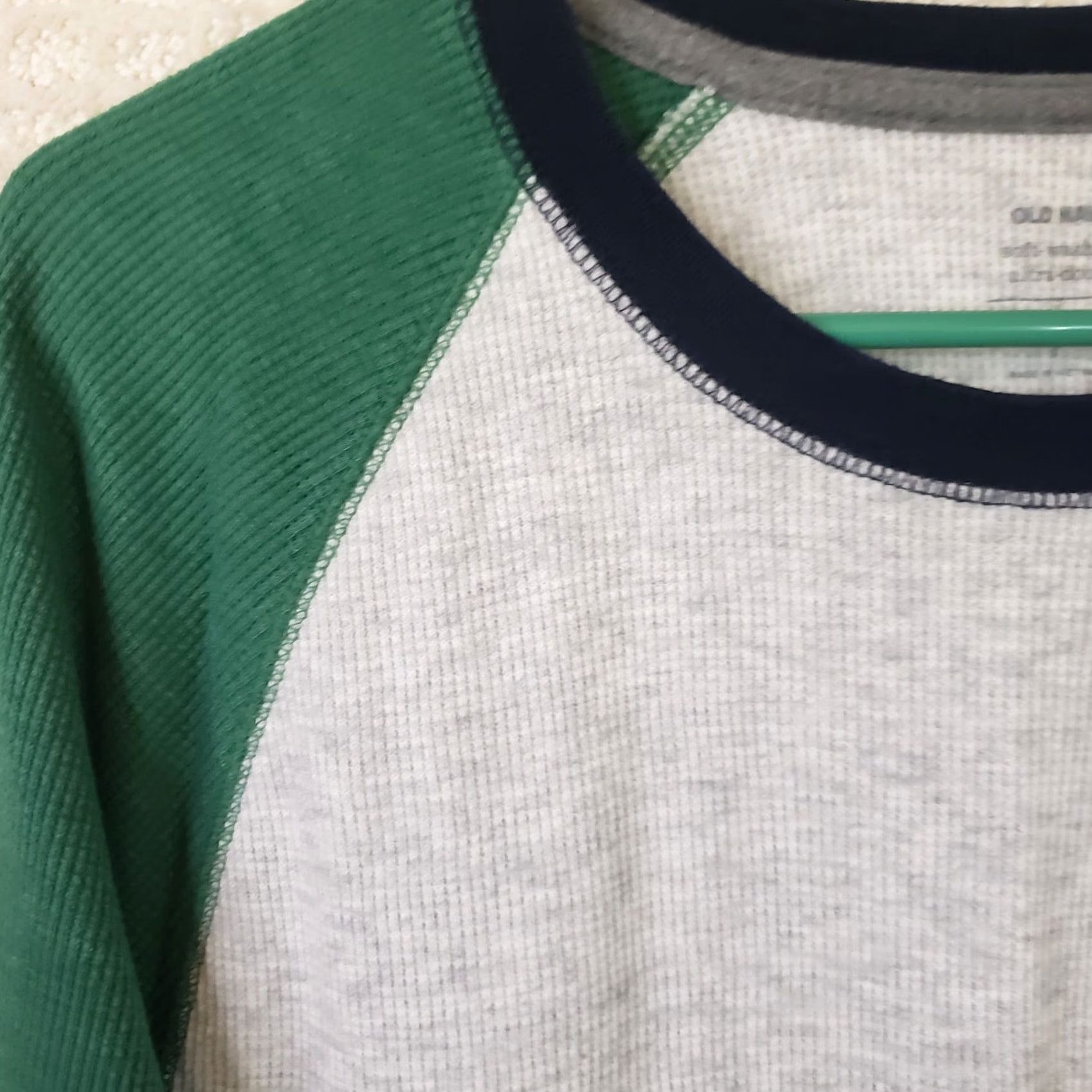 Old Navy Old Navy Shirt Men's L Gray Green Waffle Knit Thermal Baseball Style Crew Neck Long Sleeve T-Shirt Size US L / EU 52-54 / 3 - 4 Thumbnail