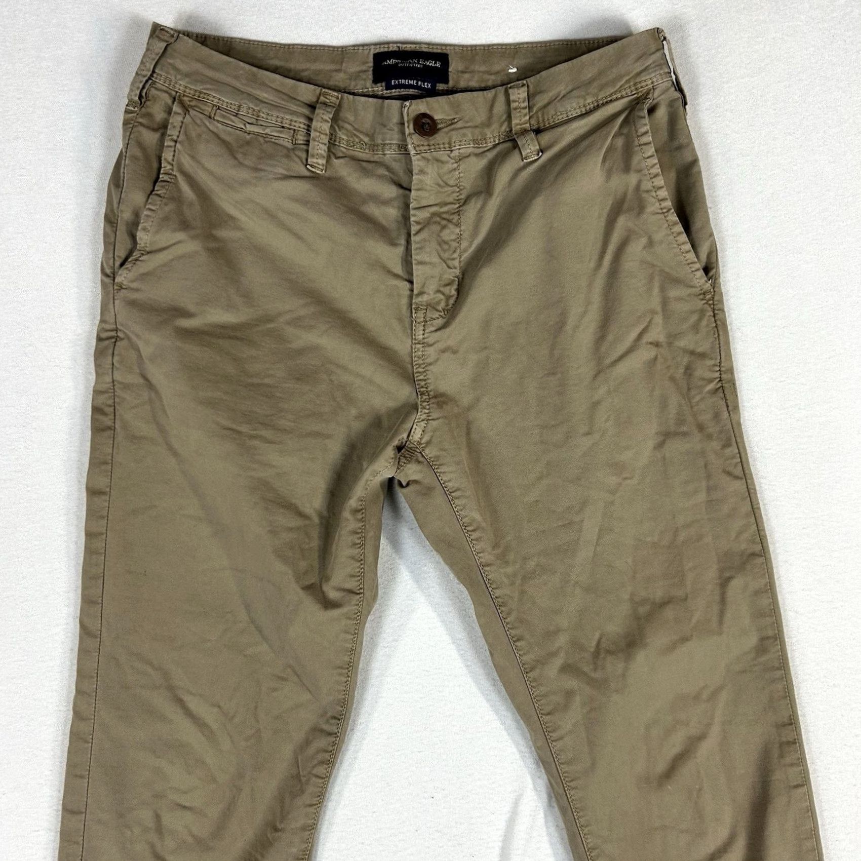 American Eagle Outfitters American Eagle Slim Taper Khaki Pants Men's 29x32 Beige Chino AEO Size US 29 - 3 Thumbnail