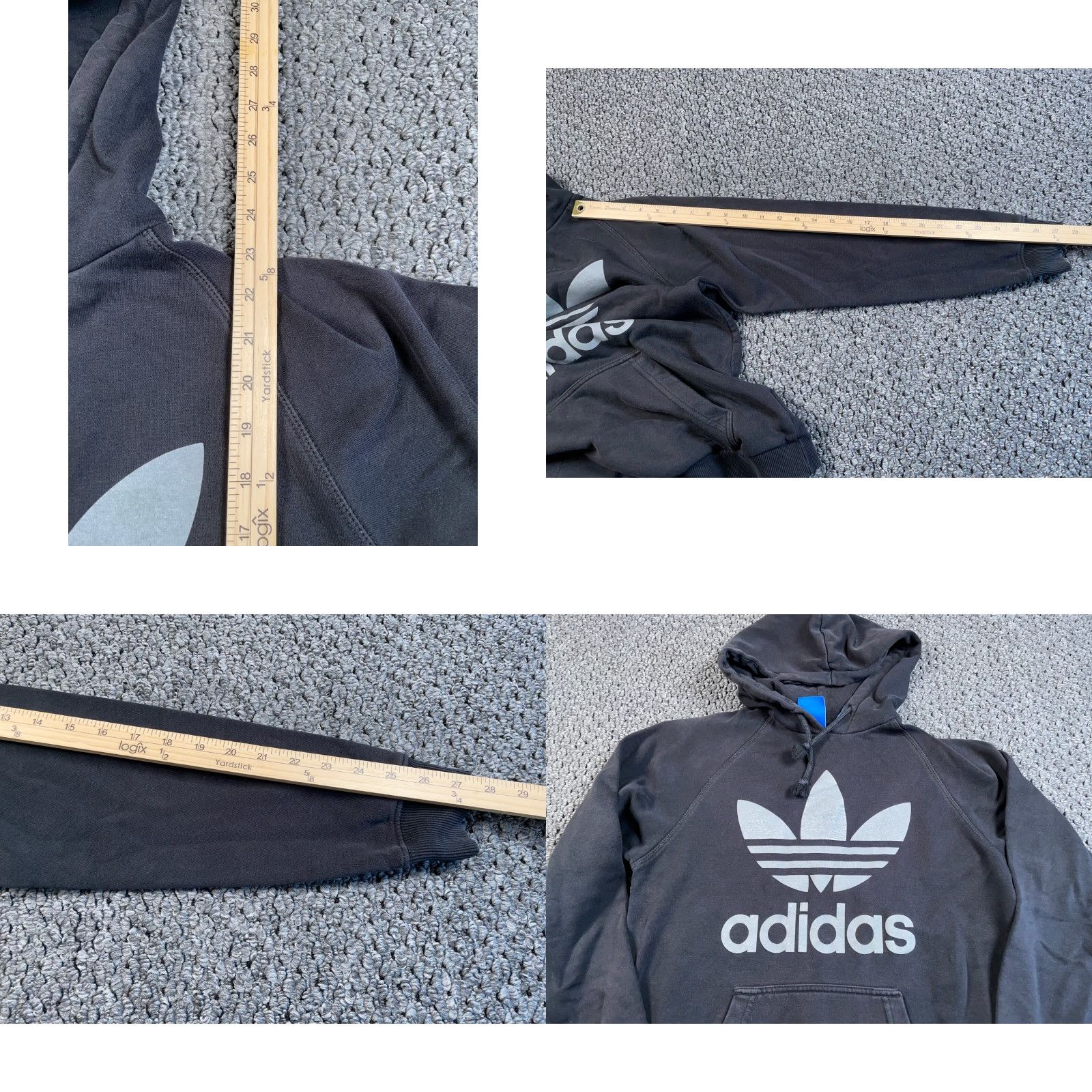 Adidas adidas Hoodie Mens Small Black Trefoil Logo Print Pullover Sweatshirt 90s Retro Size US S / EU 44-46 / 1 - 8 Thumbnail
