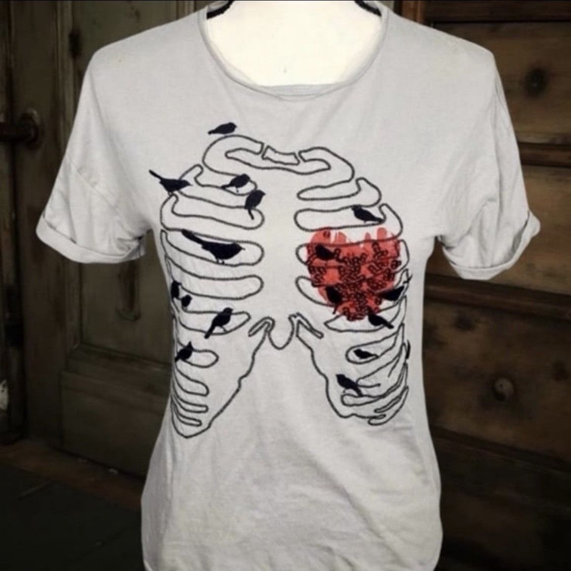 Vera Wang Sequined Rib Cage Heart Velvet Birds Stitched & Accessories Size XS / US 0-2 / IT 36-38 - 2 Thumbnail