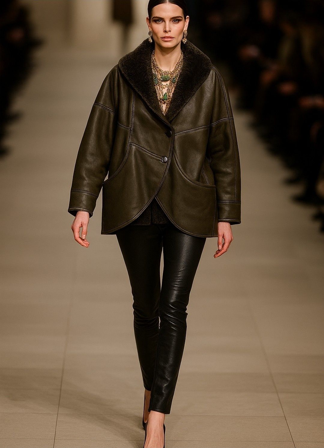 Other Umberto Olivieri Italy Leather Fur Coat Jacket Sparrling Size L / US 10 / IT 46 - 20 Thumbnail