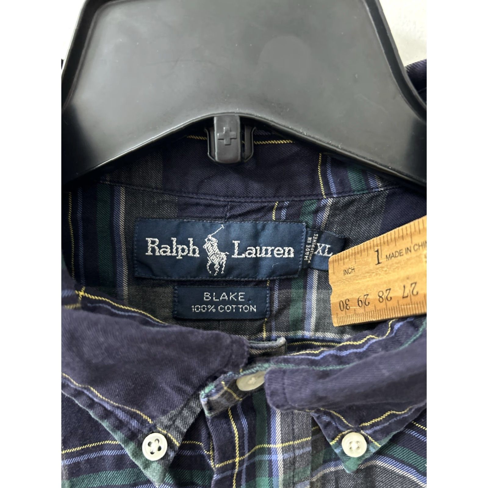 Ralph Lauren VINTAGE Ralph Lauren Blake Shirt Mens XL Navy Blue Plaid Cotton Button-Down L/S Size US XL / EU 56 / 4 - 6 Thumbnail