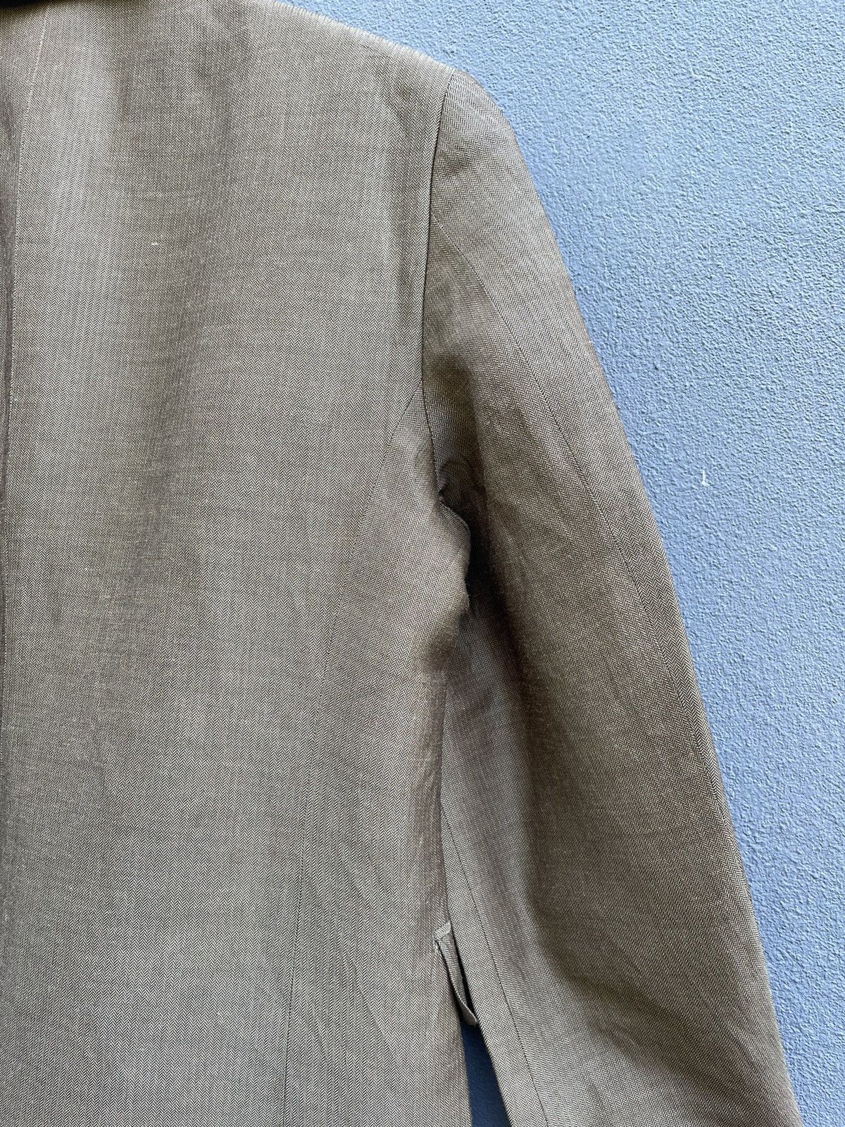 Designer Vintage Kansai Yamamoto SISSY Beige Herringbone Blazer Size 42L - 13 Thumbnail