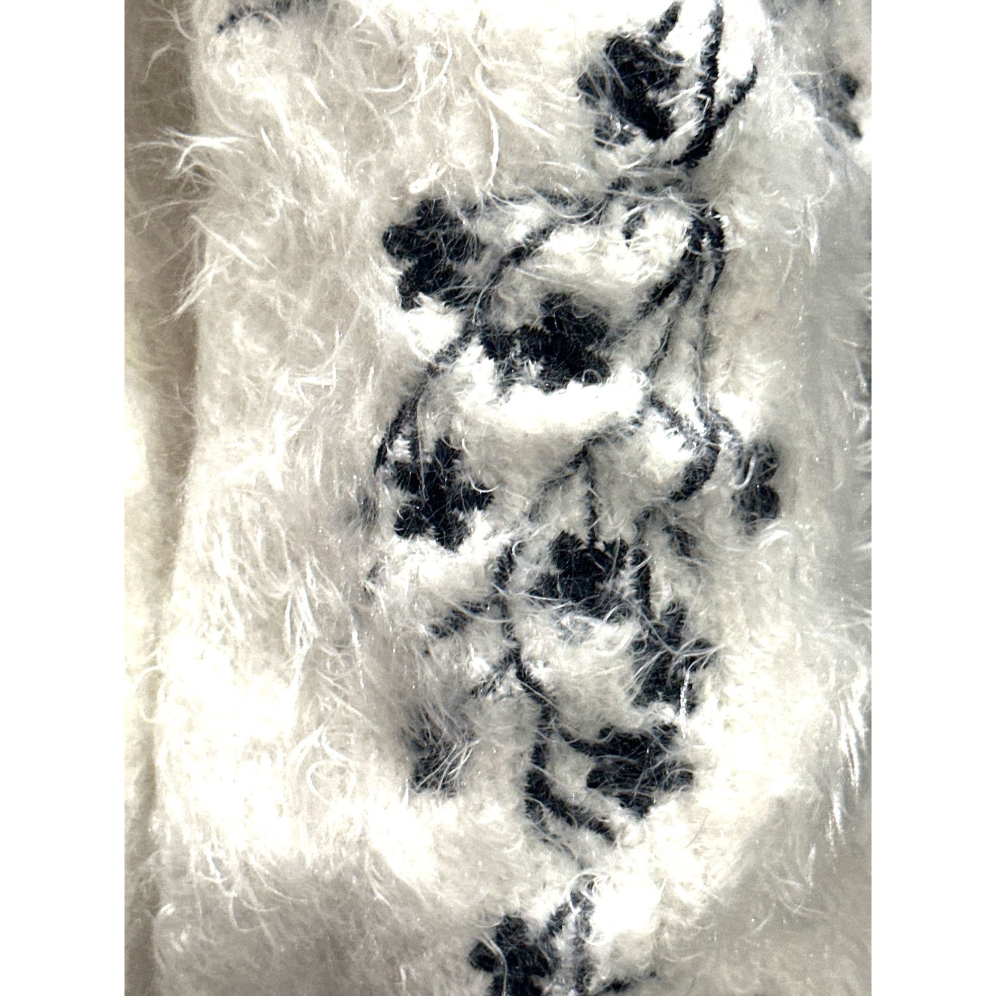 Nordstrom Woven Heart Large Ivory Fuzzy Floral Embroidered Sweater Cot Size L / US 10 / IT 46 - 6 Thumbnail