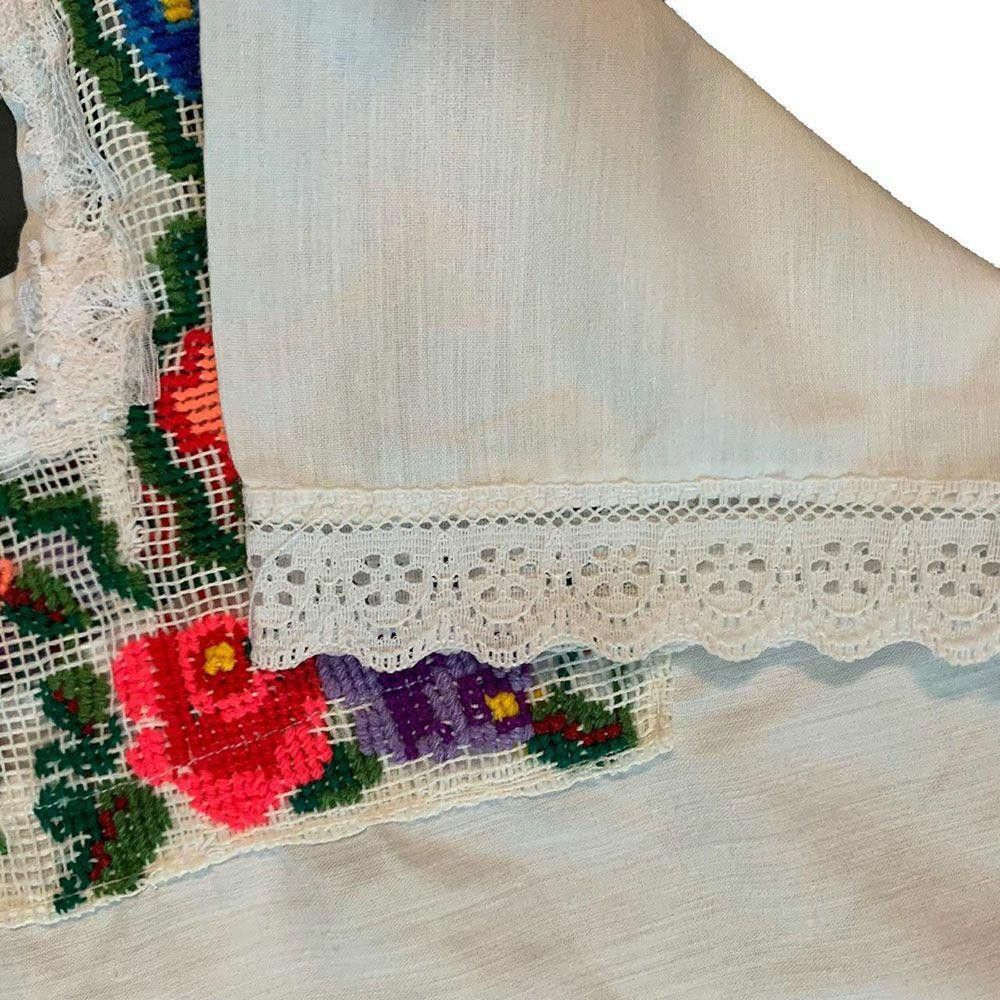 Designer New White Hand Made Shirt L Embroidered Punta Cruz Flowers Size L / US 10 / IT 46 - 2 Thumbnail