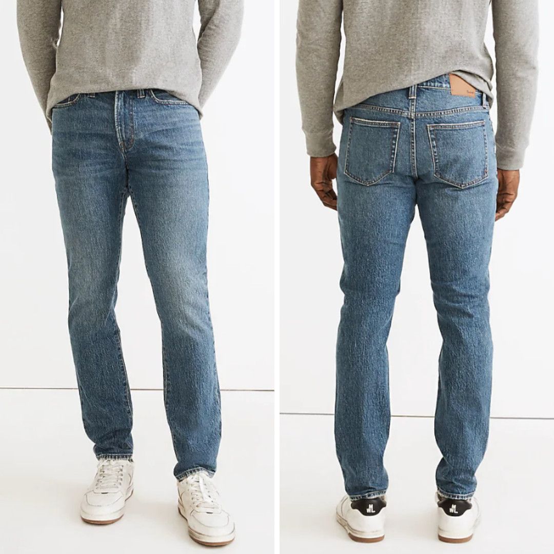 image of New Madewell Men's Athletic Slim Jeans In Maxdale Wash 3230 in Blue