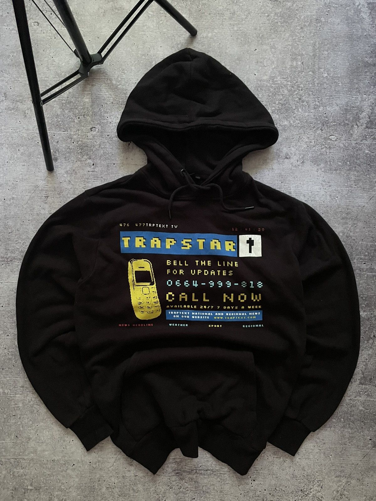 🔥TRAPSTAR BIG LOGO DRILL HOODIE RARE MOBILE LOGO🔥