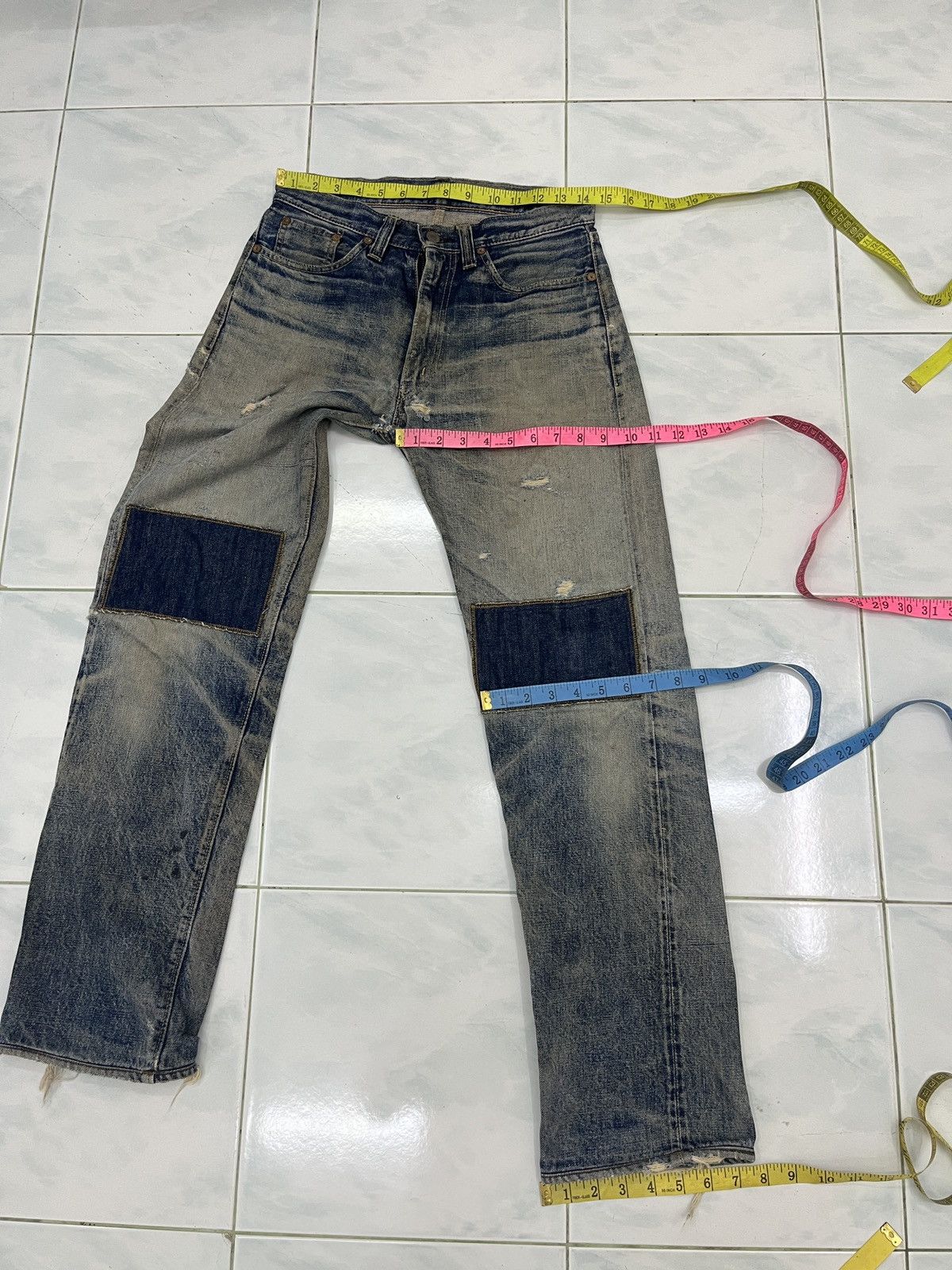 Sugar Cane 🔥🔥🔥RARE VTG SUGAR CANE DISTRESSED SELVEDGE DENIM Size US 29 - 20 Thumbnail